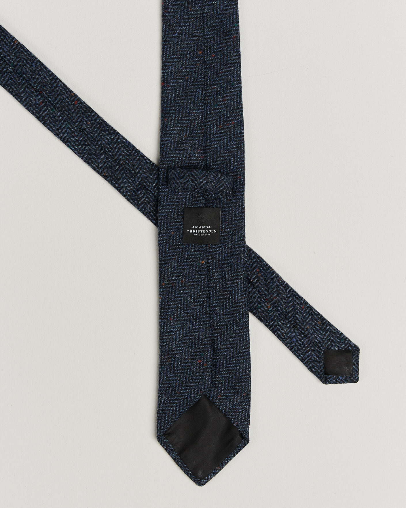 Herren | Krawatten | Amanda Christensen | Wool Herringbone 8cm Tie Navy