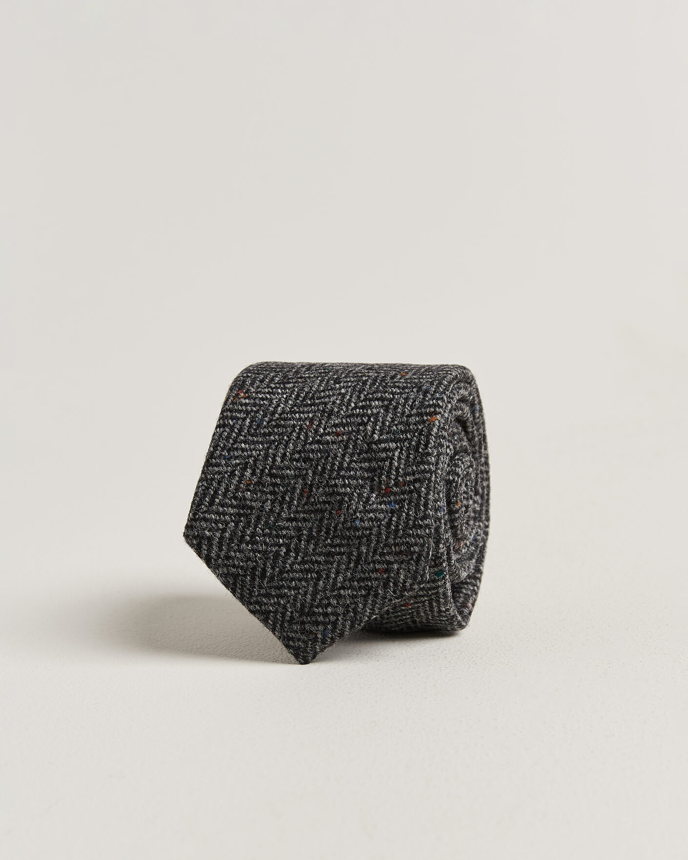 Herren | Krawatten | Amanda Christensen | Wool Herringbone 8cm Tie Grey