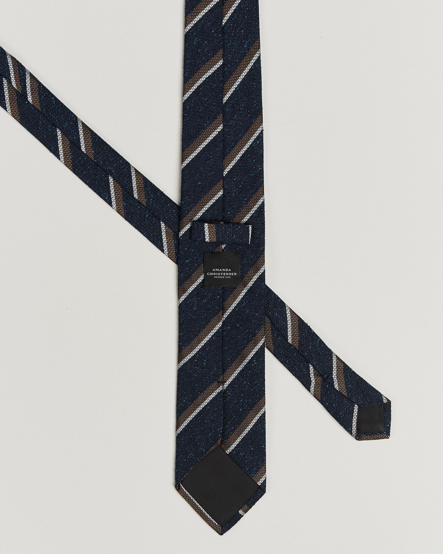 Herren | Krawatten | Amanda Christensen | Silk Bourette Striped 8cm Tie Navy