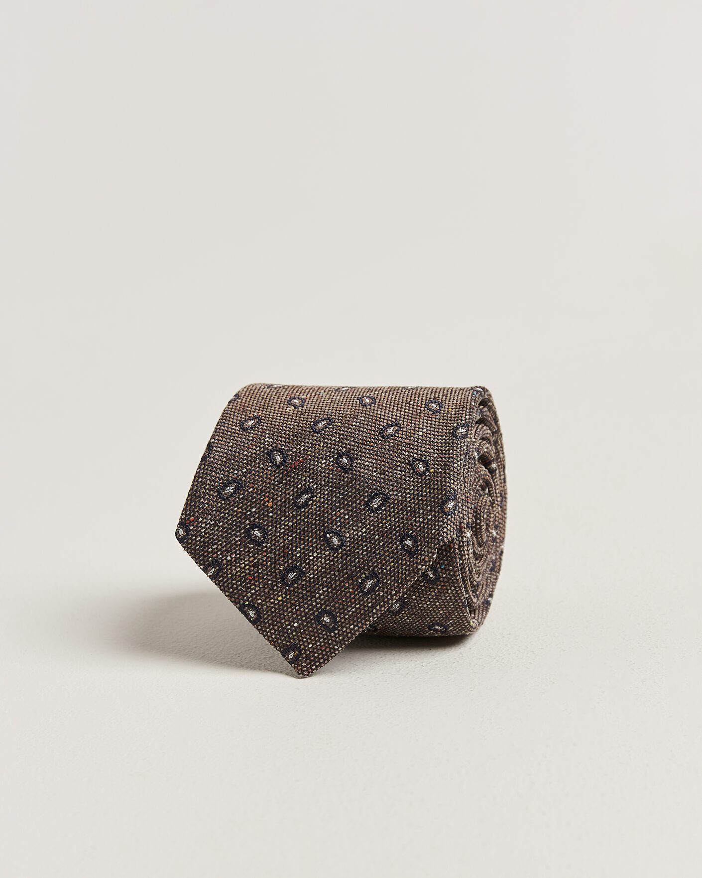 Herren | Krawatten | Amanda Christensen | Silk Bourette Paisley 8cm Tie Brown