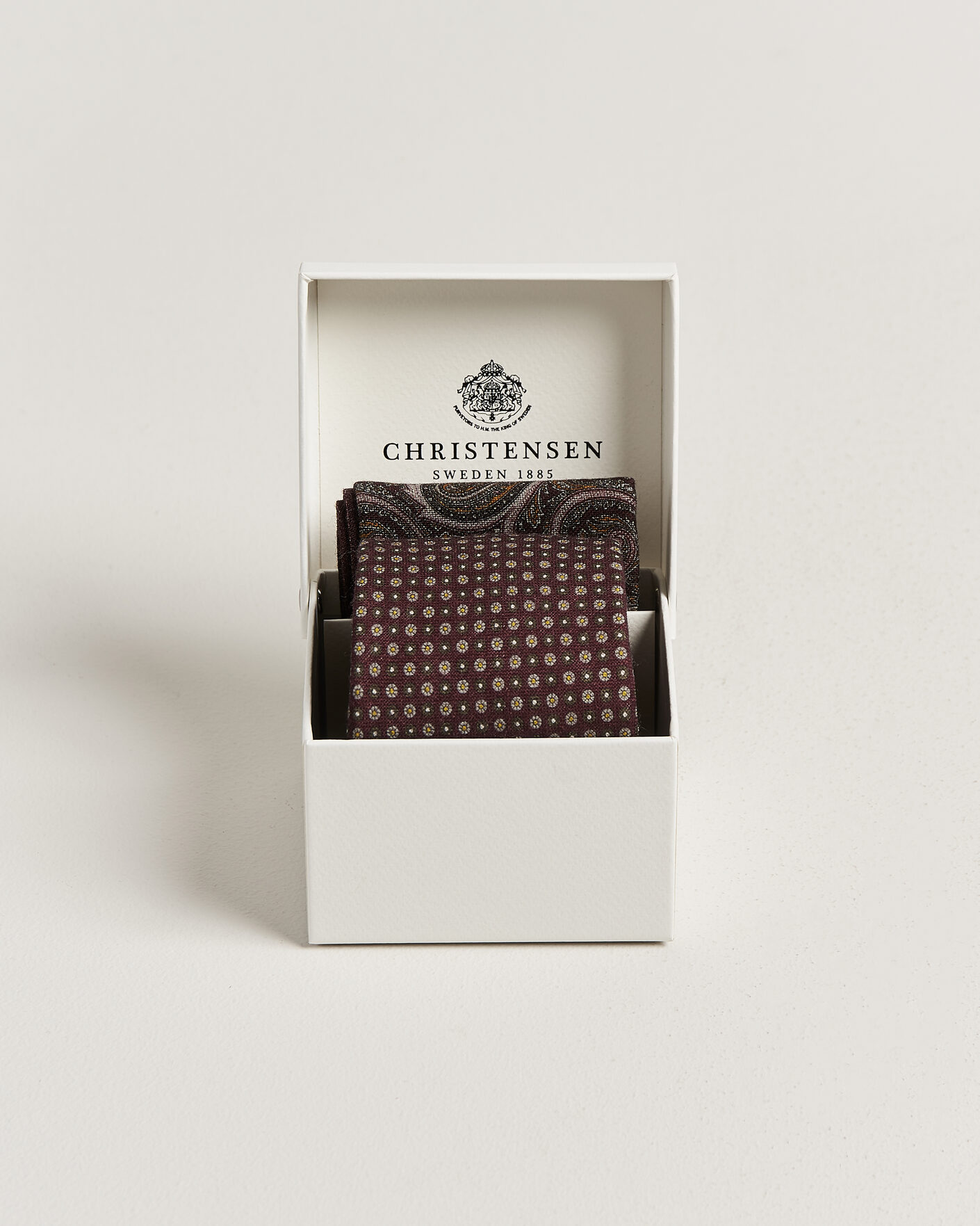 Herren | Krawatten | Amanda Christensen | Box Set Wool 8 cm Tie And Pocket Square Wine