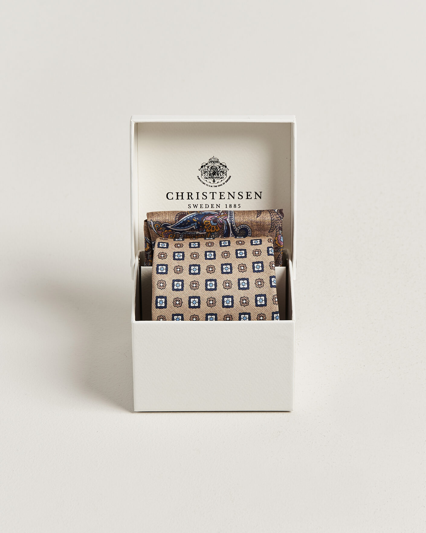 Herren | Krawatten | Amanda Christensen | Box Set Silk 8 cm Tie And Pocket Square Beige
