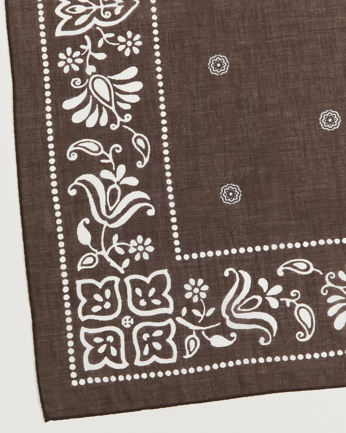 Herren | Tücher | Amanda Christensen | Cotton Voile Printed Flower Bandana Brown