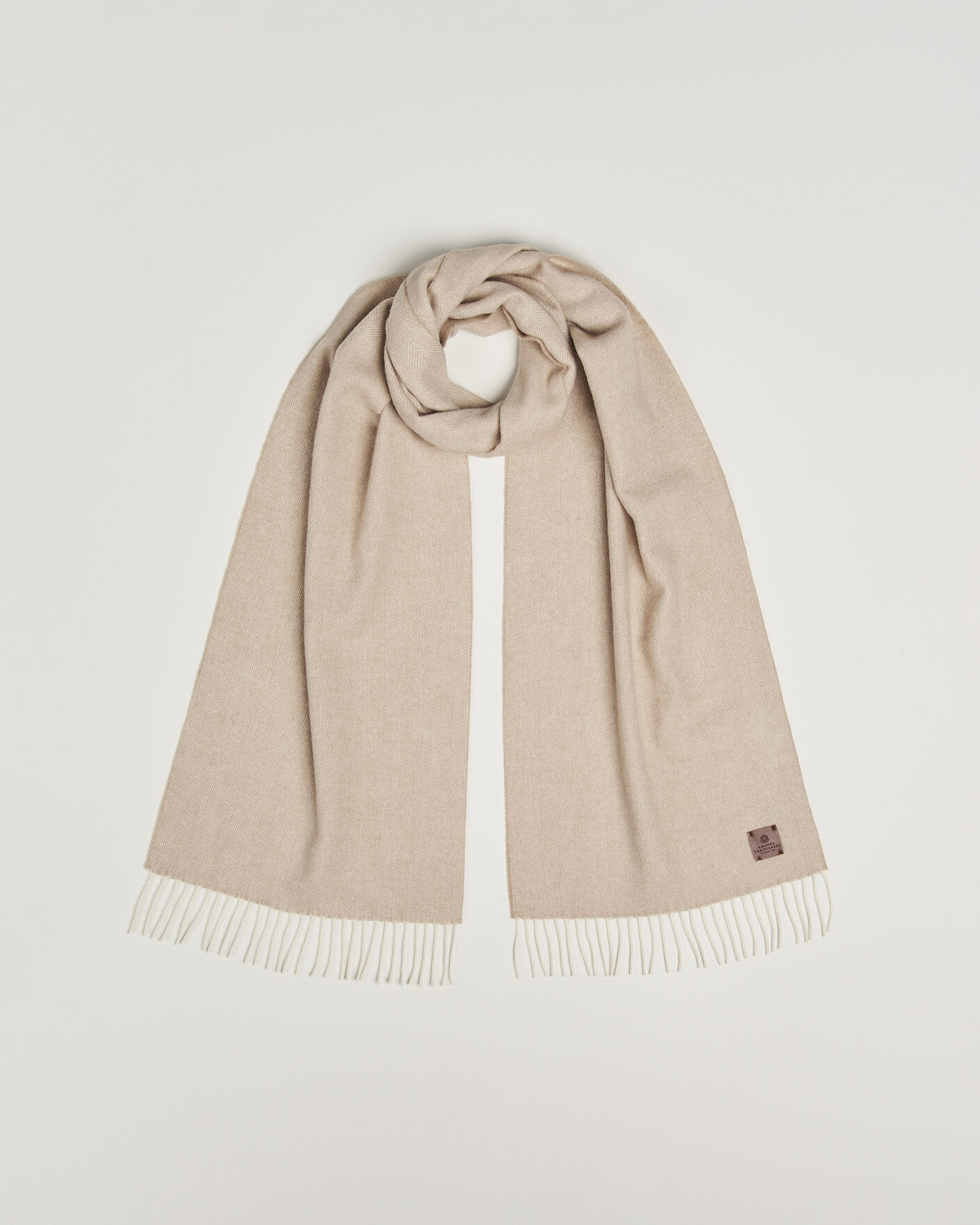 Herren | Schals | Amanda Christensen | Wool Herringbone Scarf Beige
