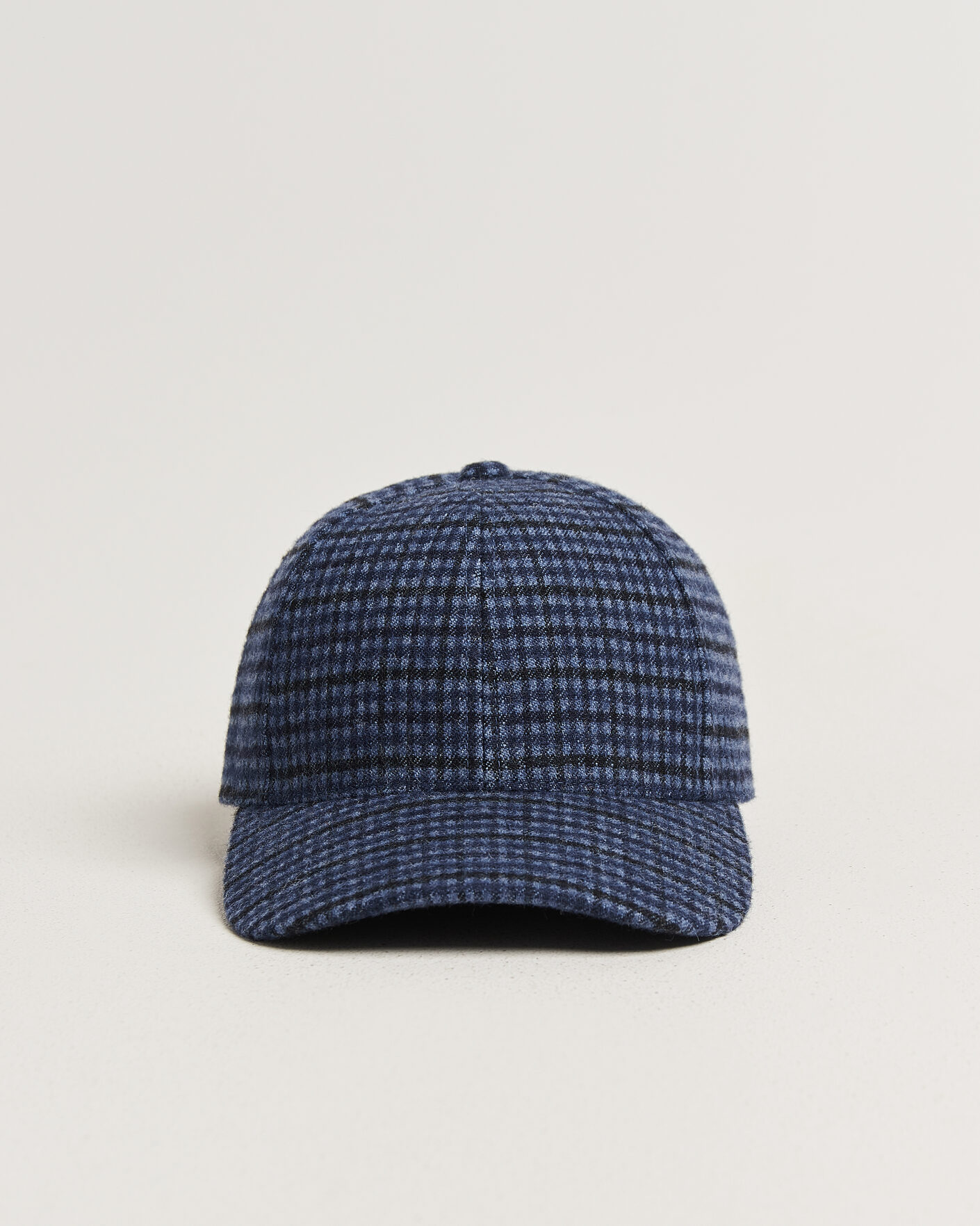 Herren | Hüte & Mützen | Varsity Headwear | Mohair Wool Checked Baseball Cap Navy