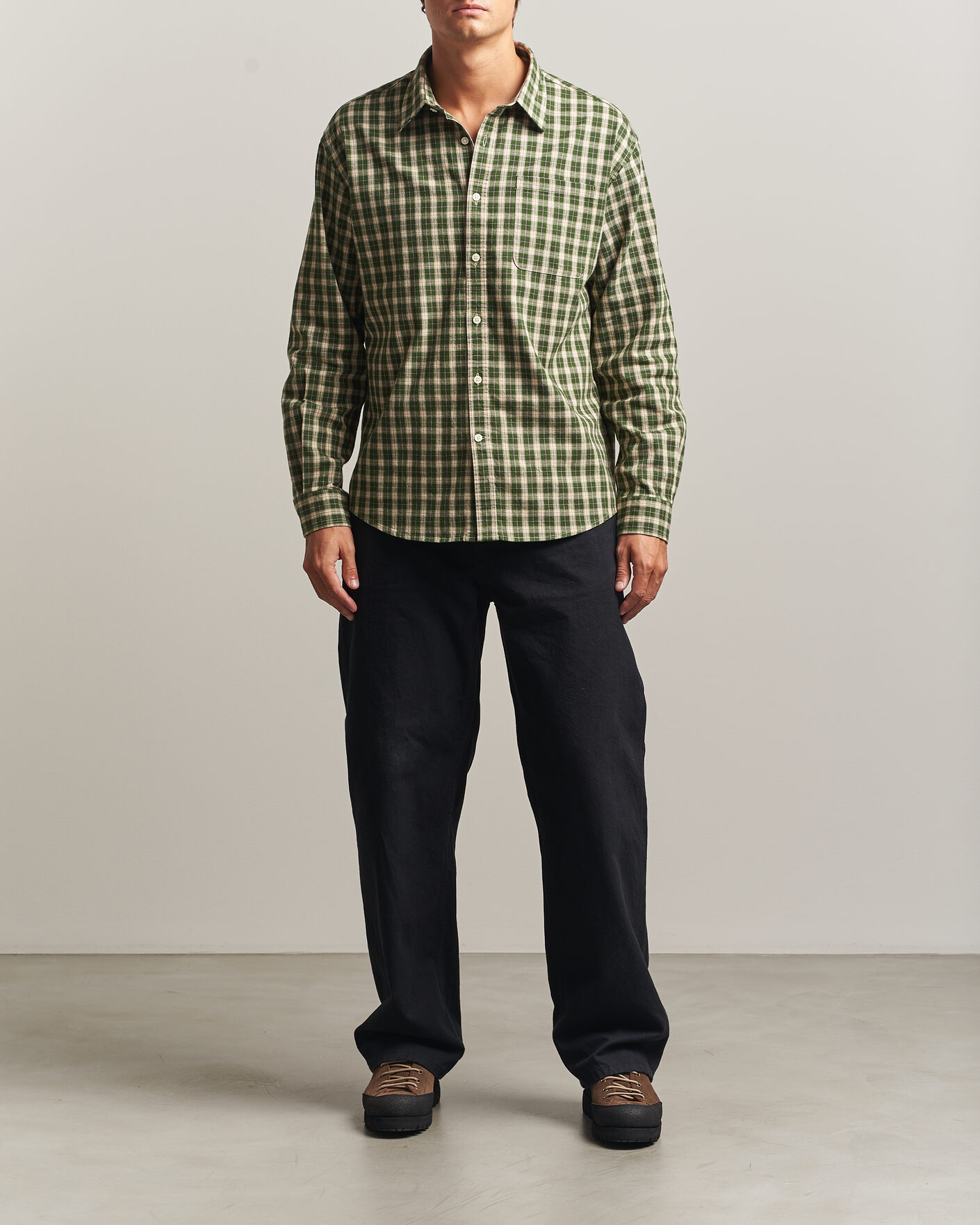 Herren | Hemden | NN07 | Deon Flannel Shirt Eden Green Check