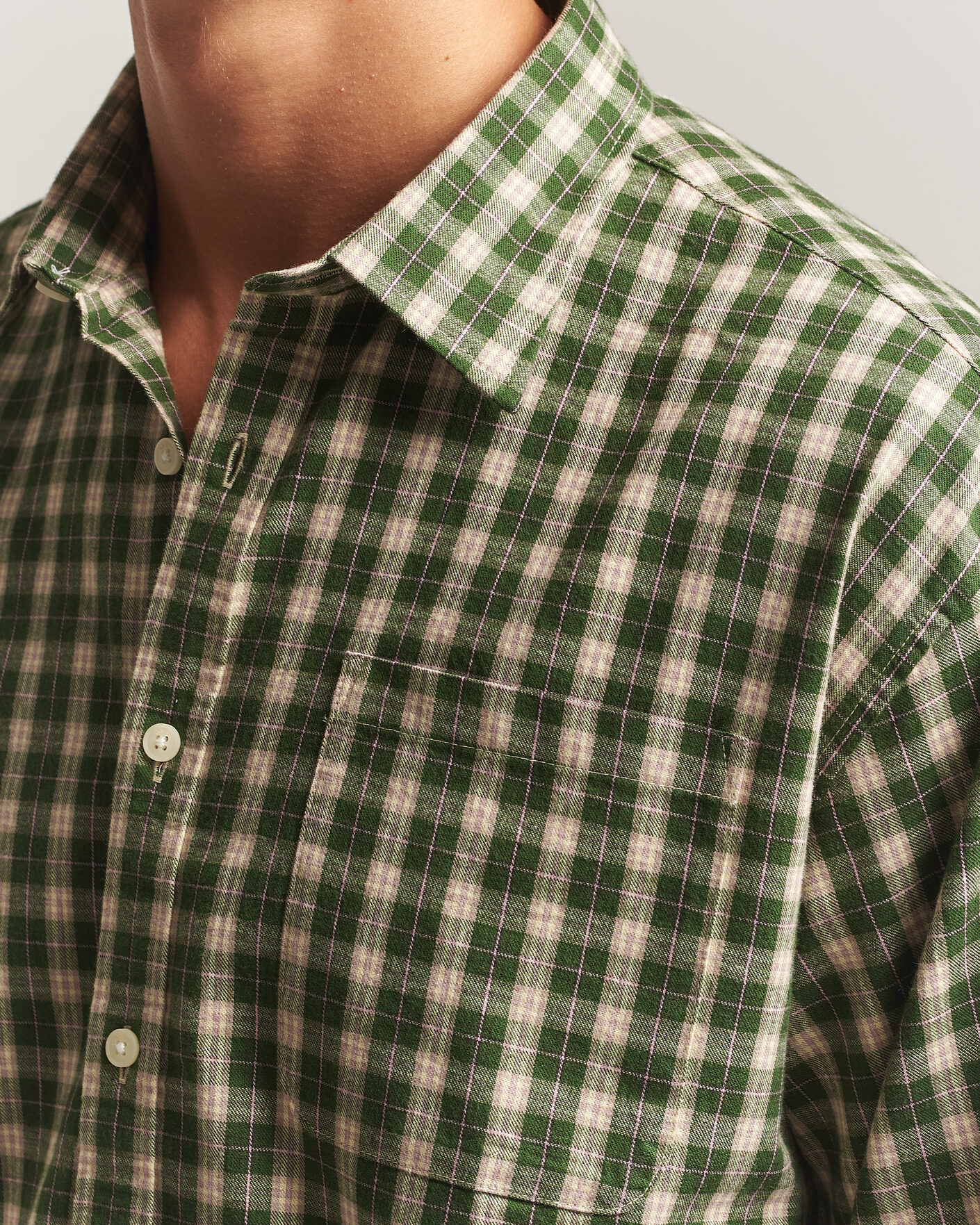 Herren | Hemden | NN07 | Deon Flannel Shirt Eden Green Check