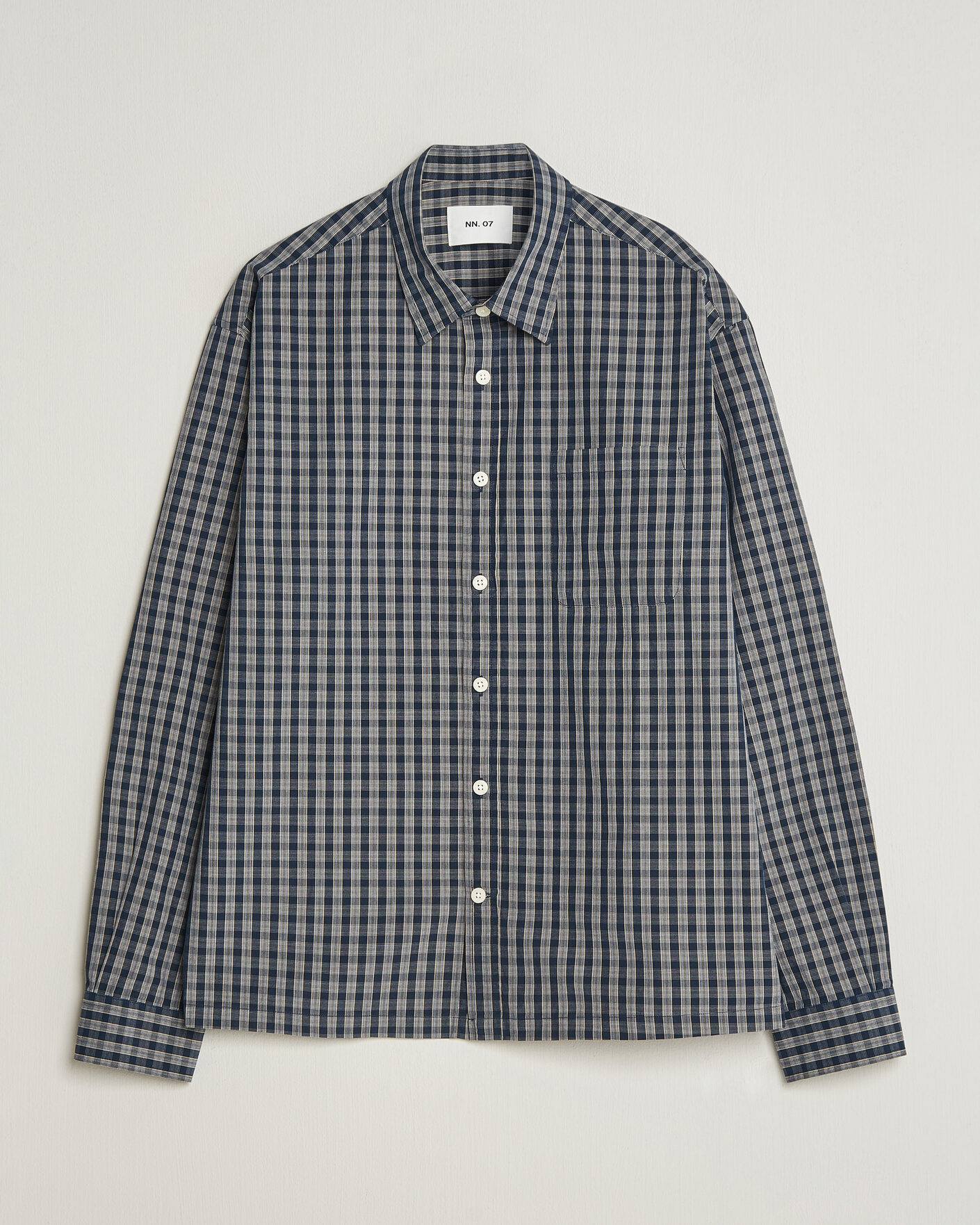 Herren | Hemden | NN07 | Deon Brushed Cotton Checked Shirt Navy Blue