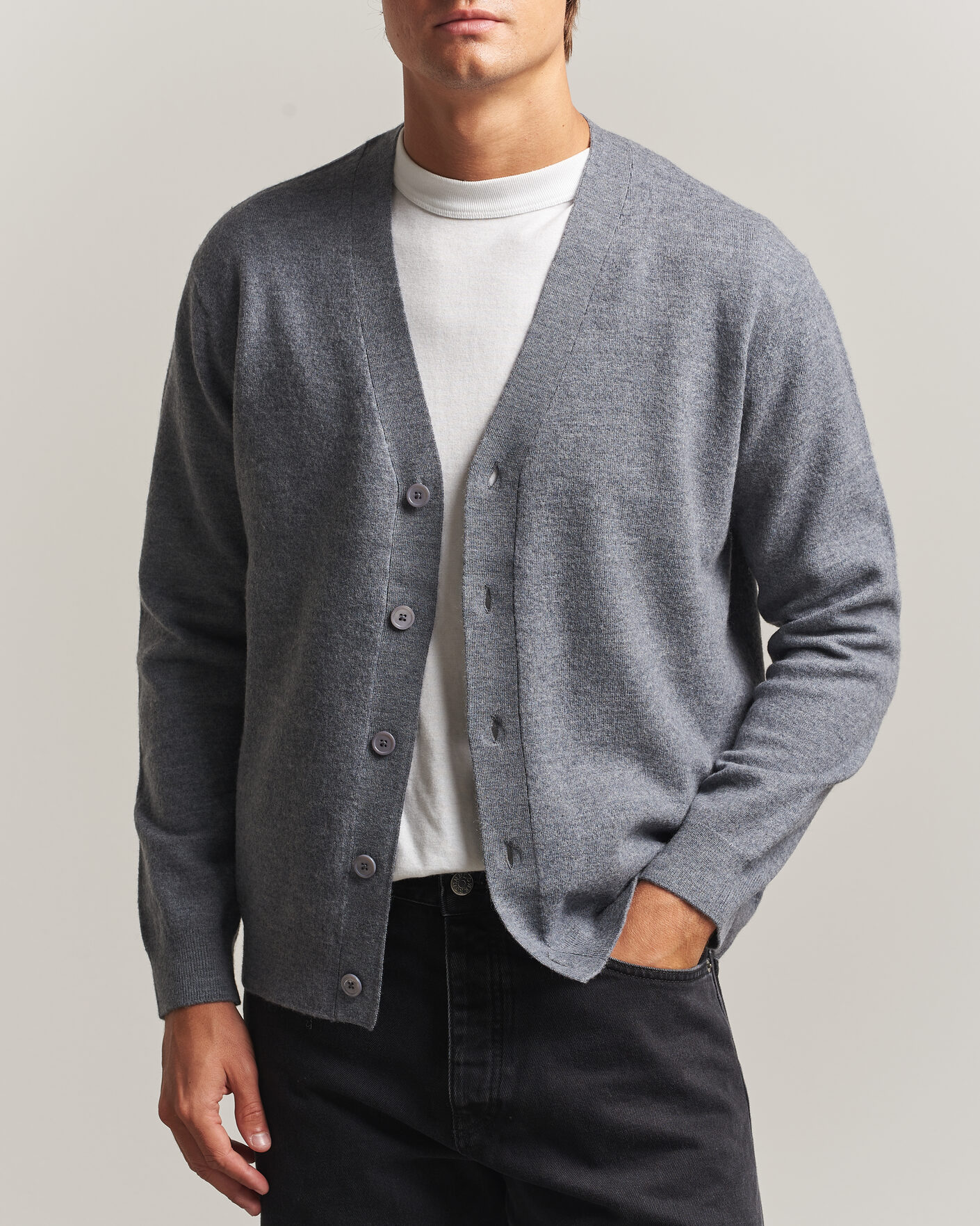Herren | Pullover | NN07 | Jasper Wool Knitted Cardigan Grey Melange