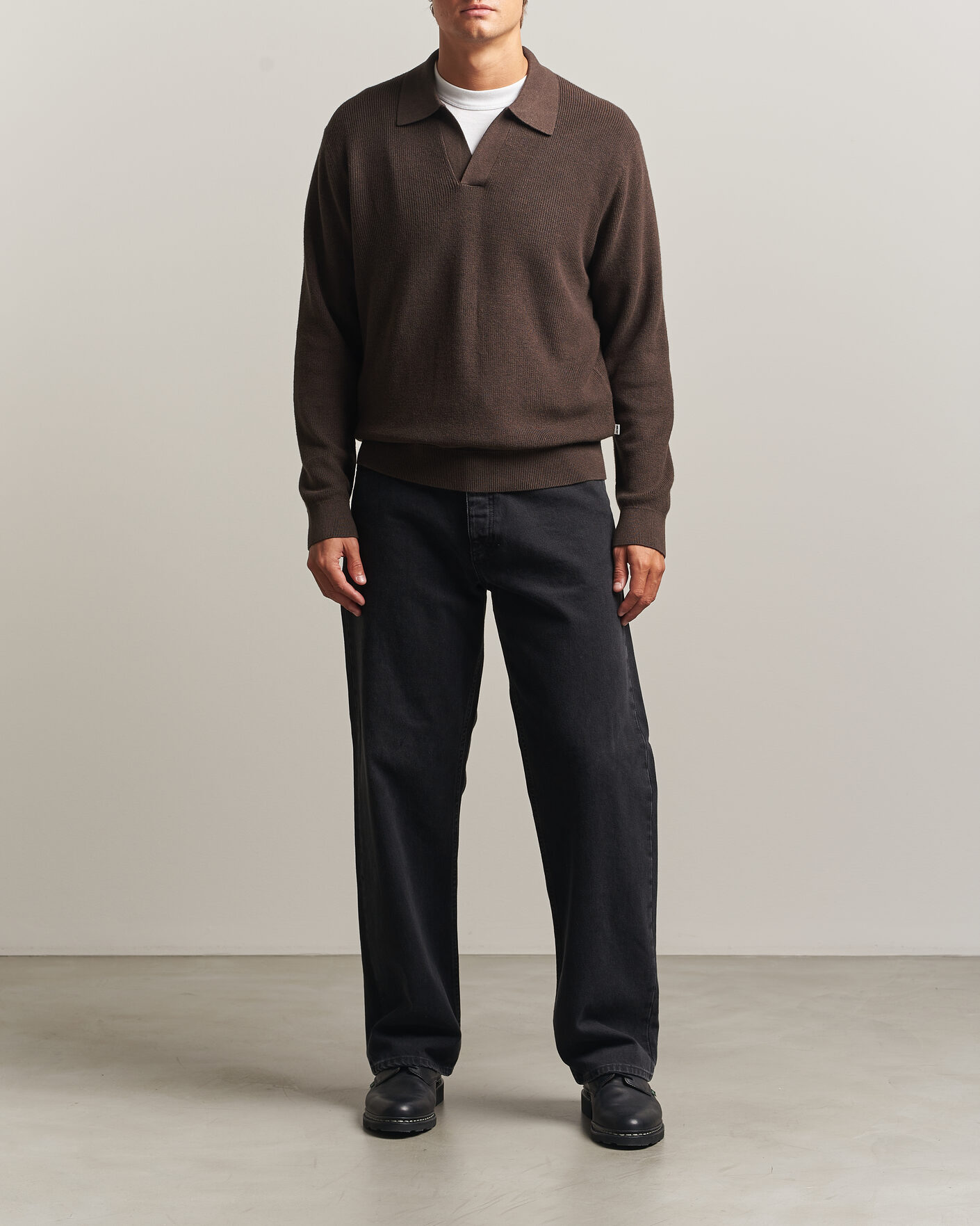Herren | Pullover | NN07 | Hope Cotton/Cashmere Rib Knitted Polo Brown