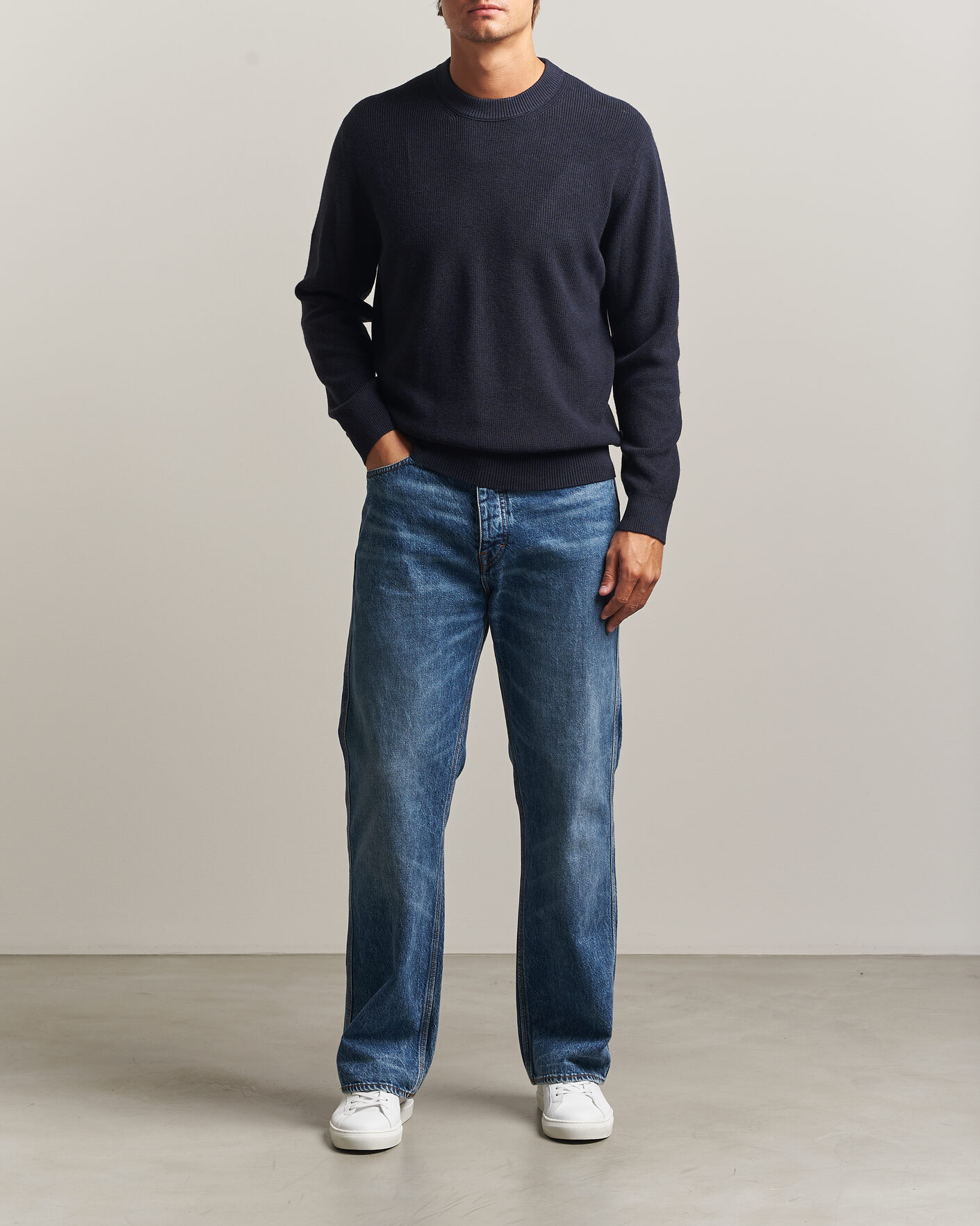 Herren | Pullover | NN07 | Hope Cotton/Cashmere Rib Knitted Sweater Navy