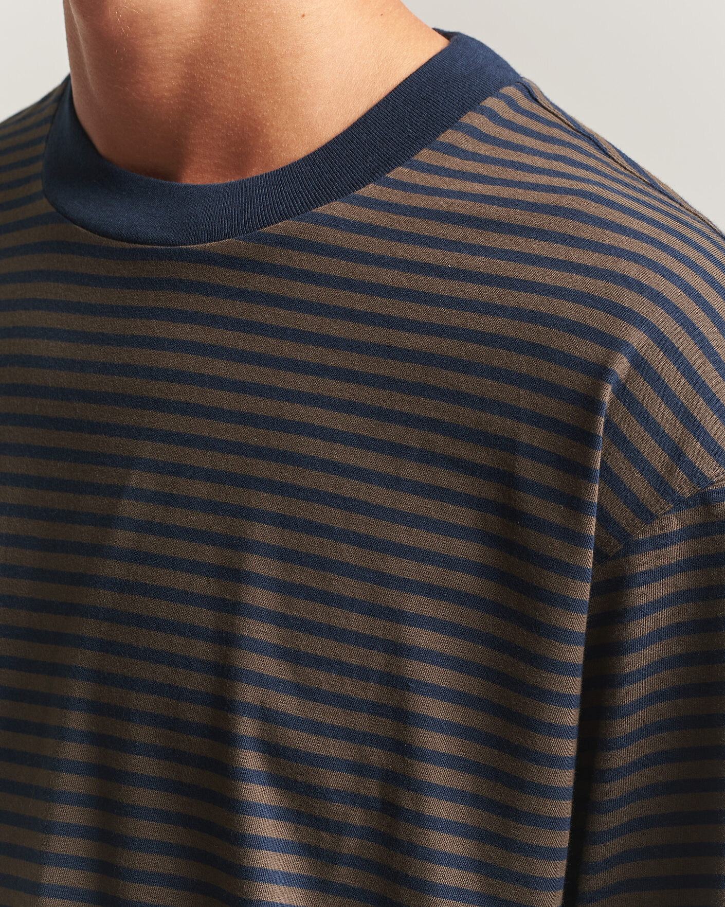 Herren | T-Shirts | NN07 | Lionel Striped Long Sleeve T-Shirt Navy/Brown