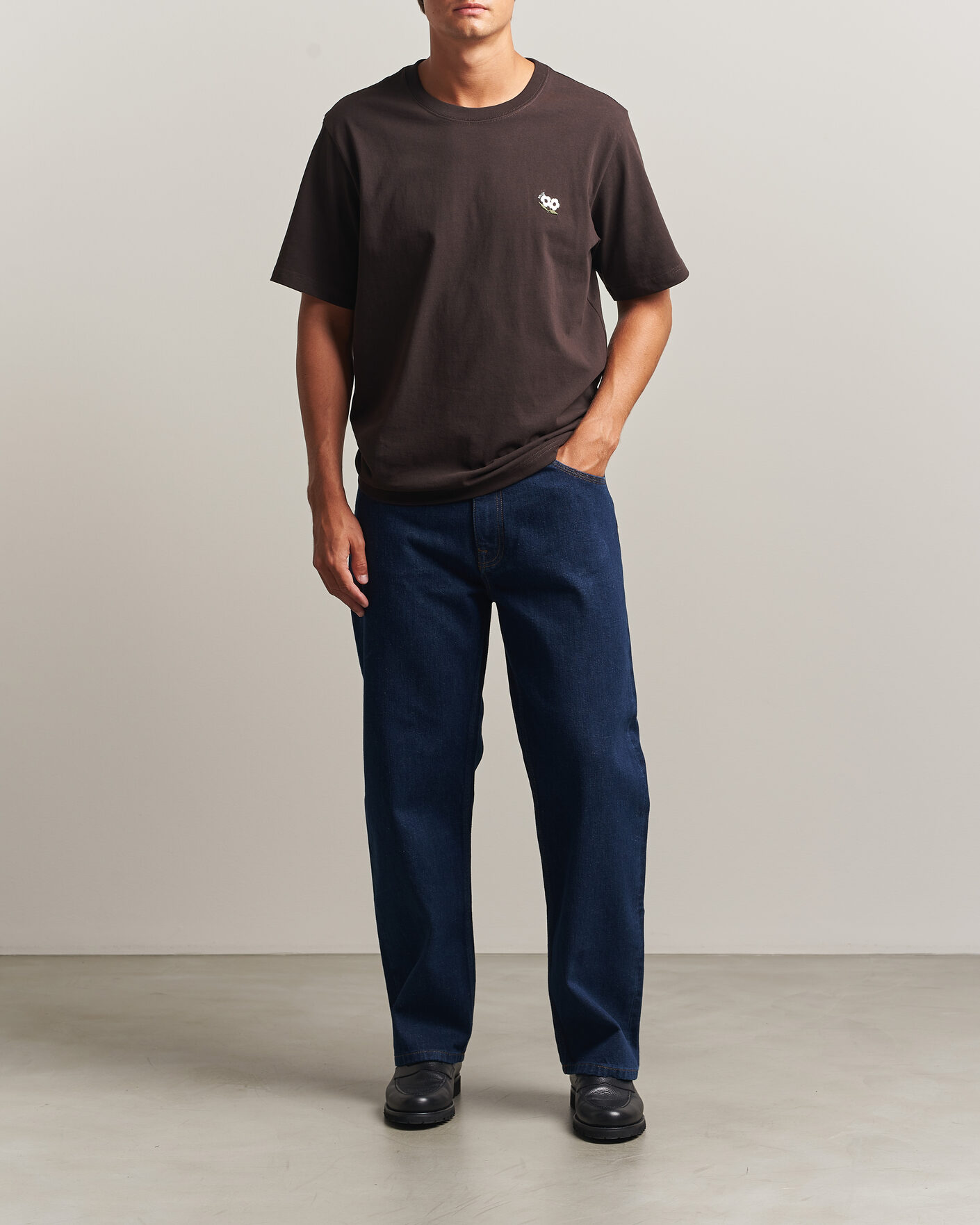 Herren | T-Shirts | NN07 | Jett Embroidered Crew Neck T-Shirt Deep Truffle