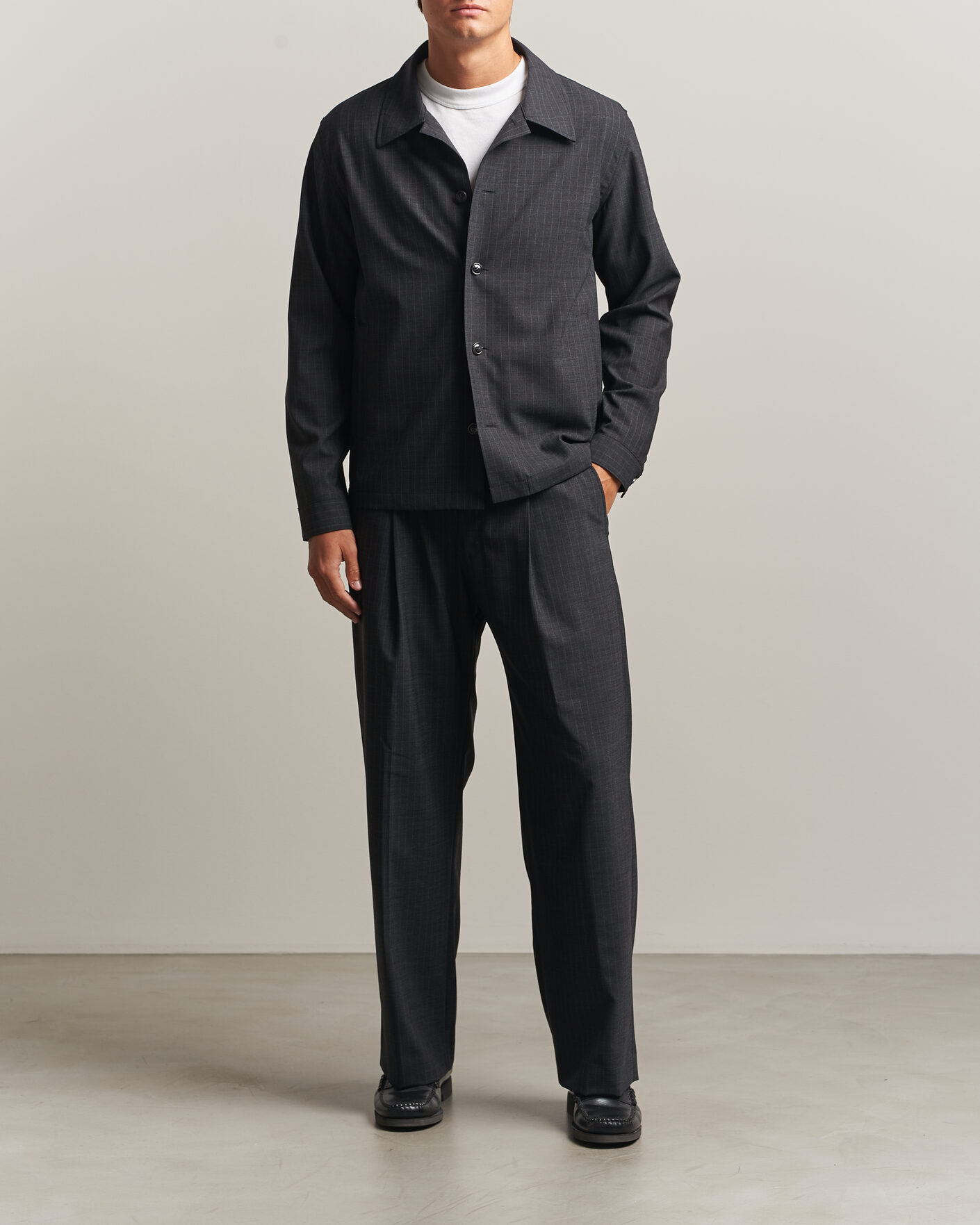 Herren | Hosen | NN07 | Kay Wool Pinstriped Trousers Dark Grey