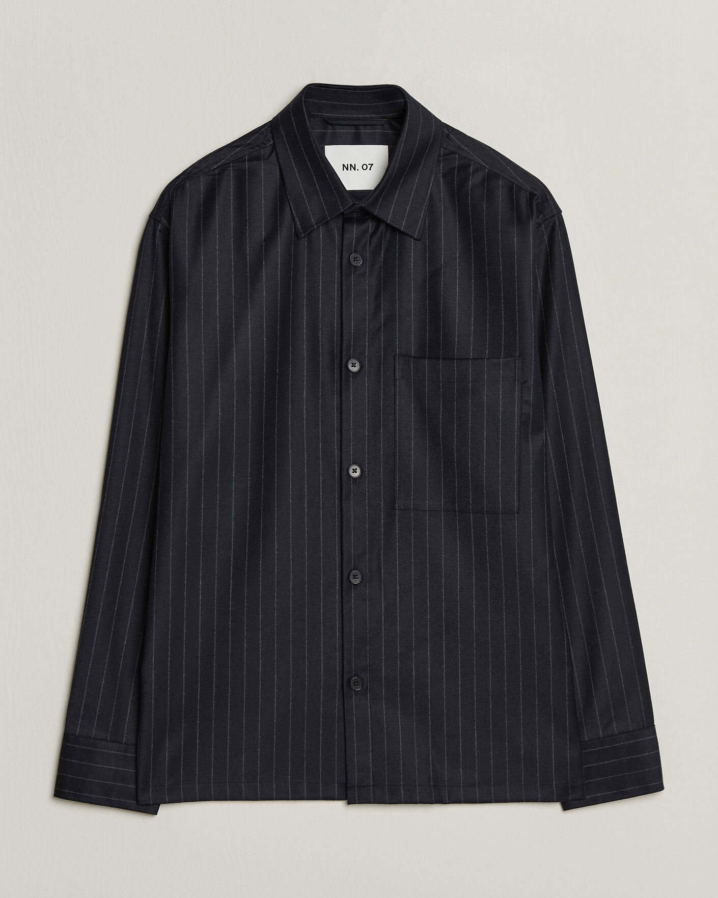 Herren | Hemden | NN07 | Freddy Wool Pinstriped Overshirt Navy