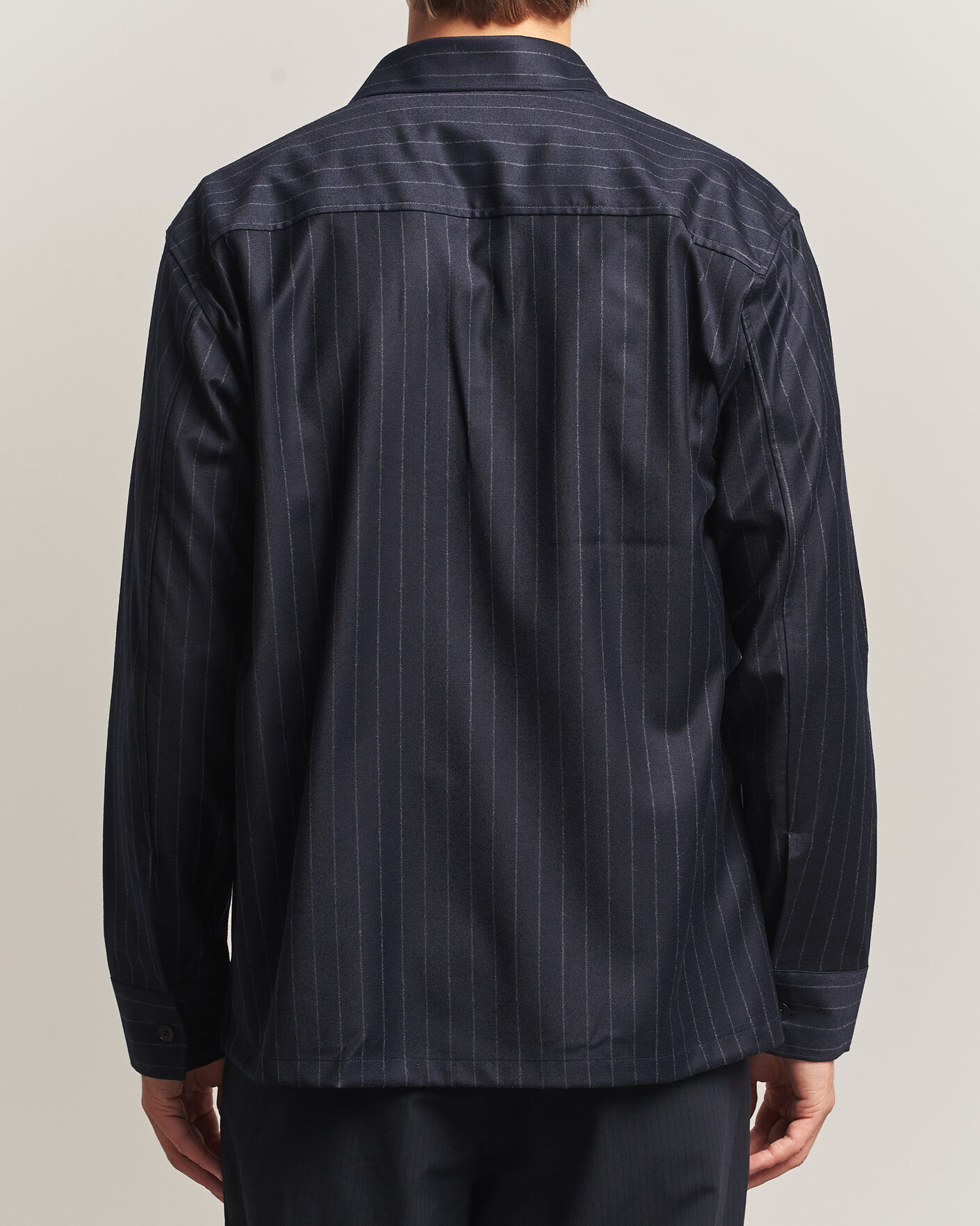 Herren | Hemden | NN07 | Freddy Wool Pinstriped Overshirt Navy