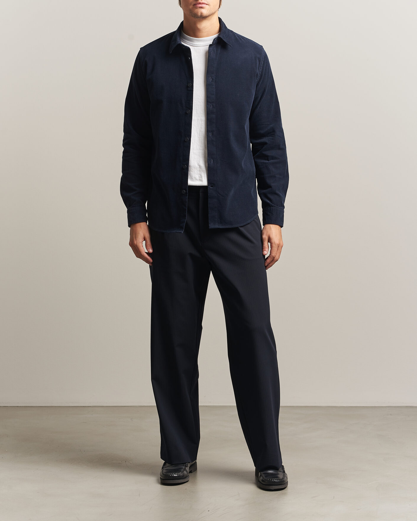 Herren | Hemden | NN07 | Asher Baby Cord Shirt Navy Blue