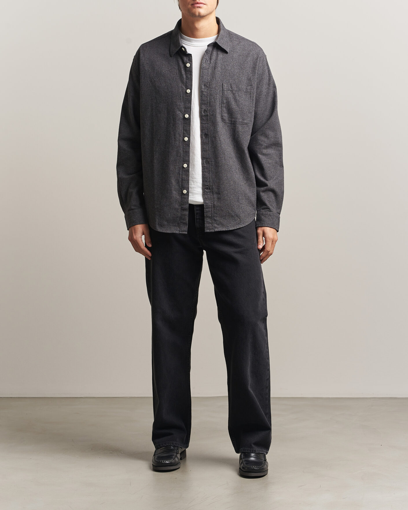 Herren | Hemden | NN07 | Dino Brushed Flannel Shirt Dark Grey