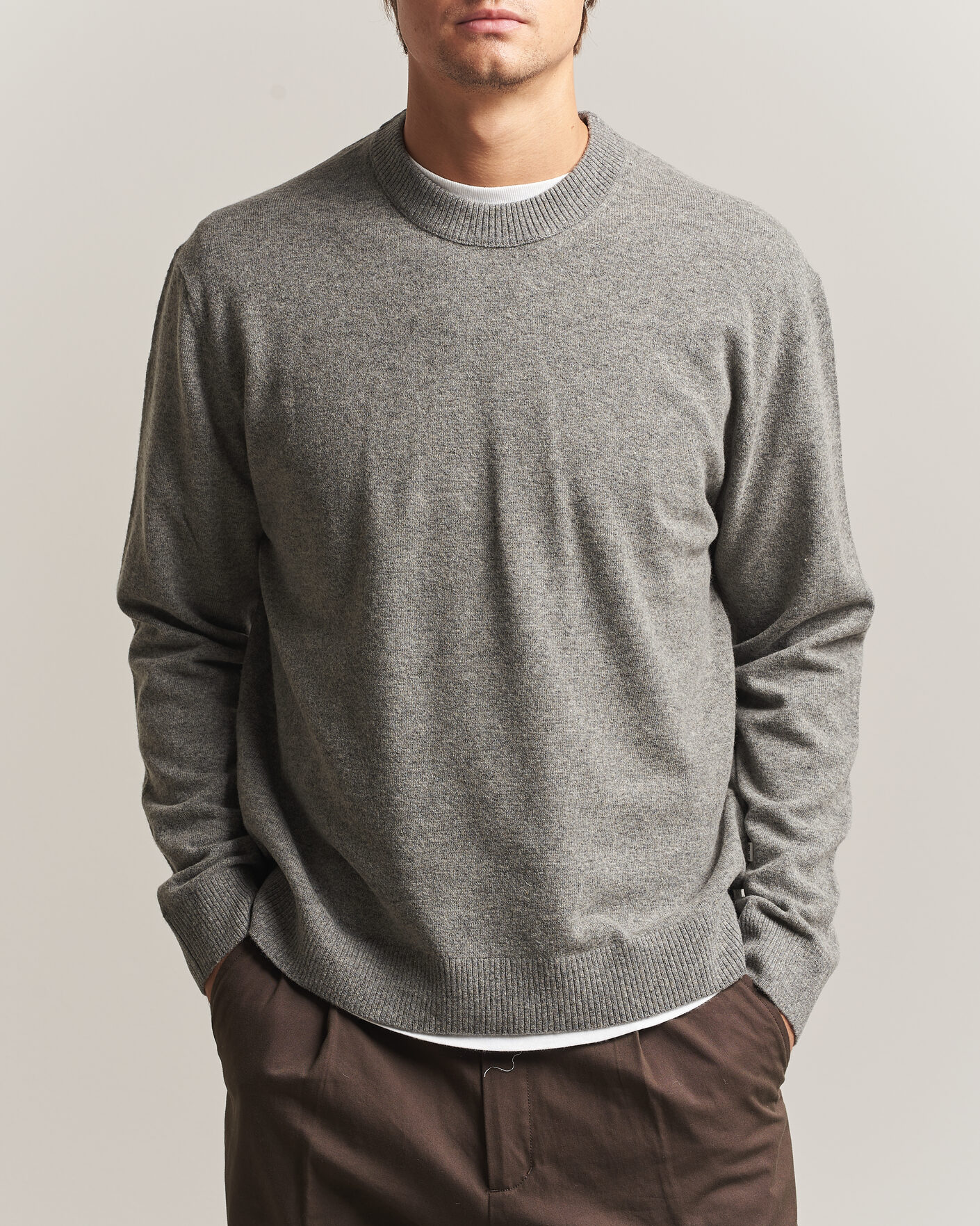Herren | Pullover | NN07 | Raz Lambswool Knitted Sweater Grey Melange