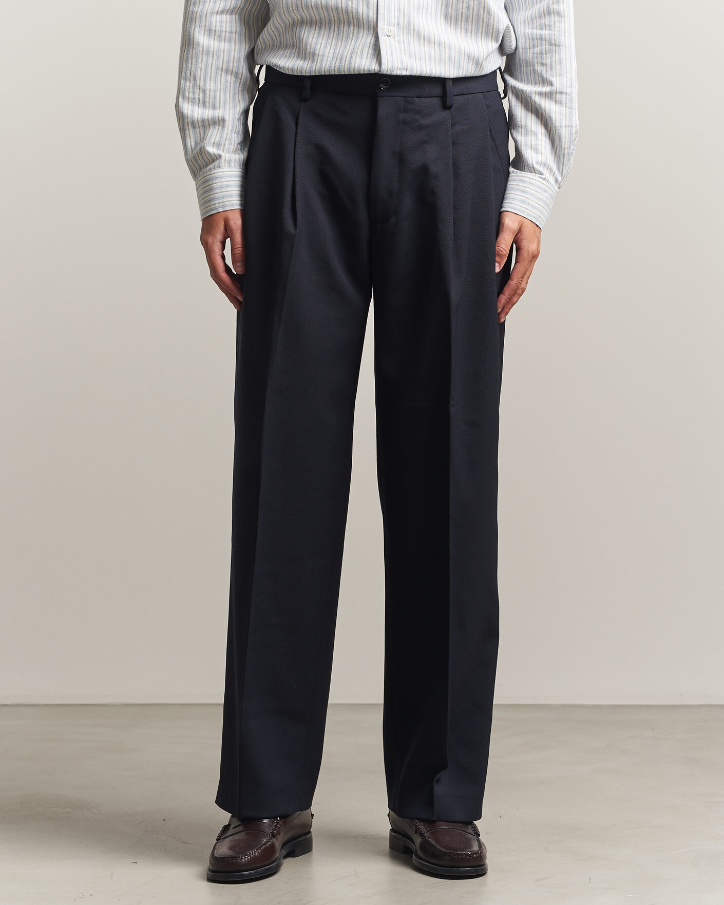 Herren | Hosen | NN07 | Justin Wool Pleated Suit Trousers Deep Navy