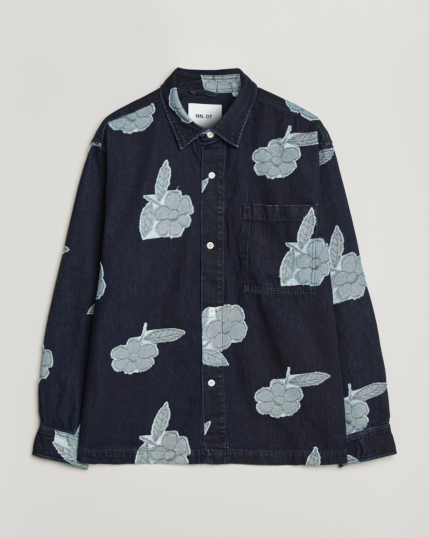 Herren | Hemden | NN07 | Adwin Fil‑coupé Jacquard Denim Overshirt Dark Blue
