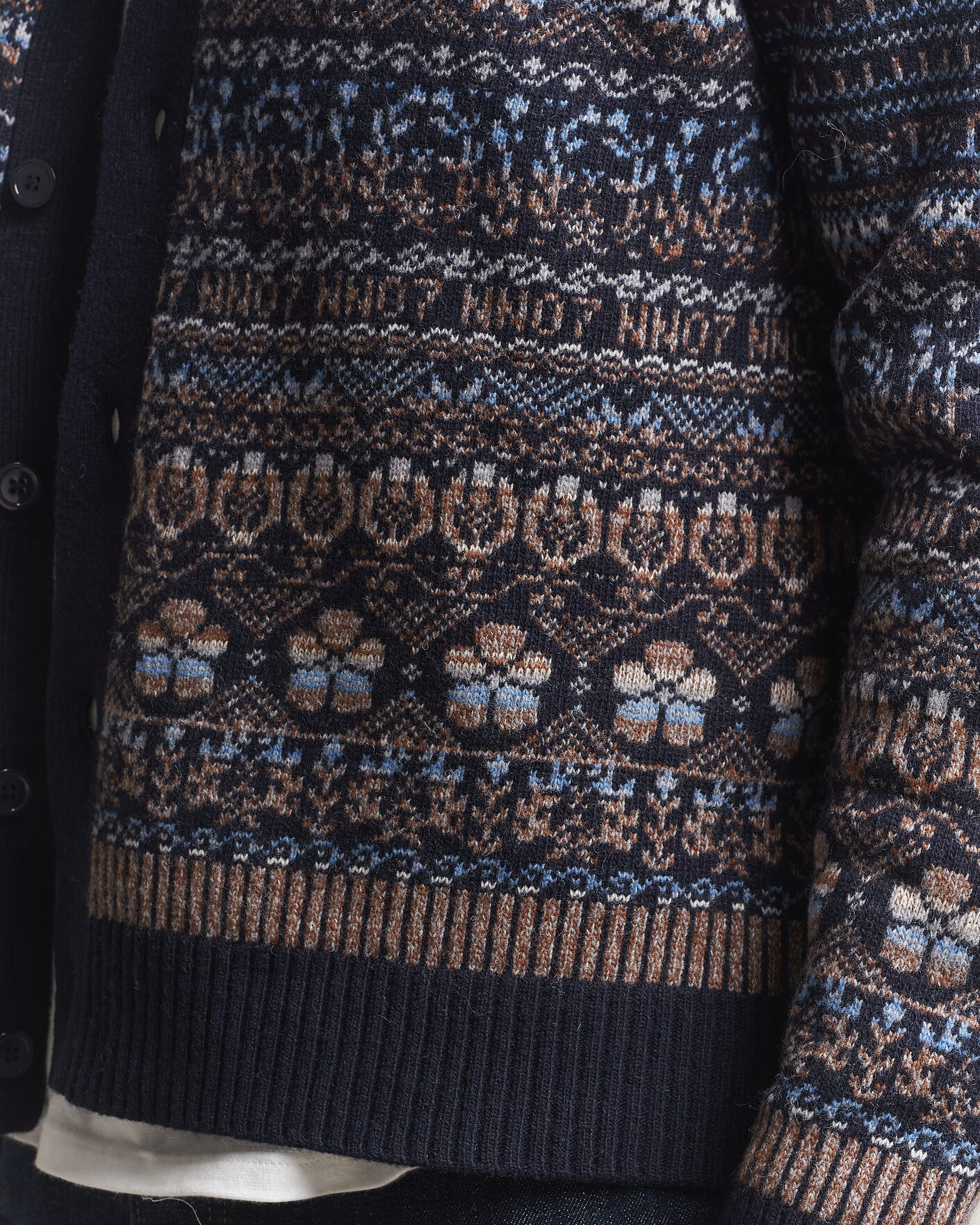 Herren | Pullover | NN07 | Tobias Fairisle Wool Knitted Cardigan Navy Blue