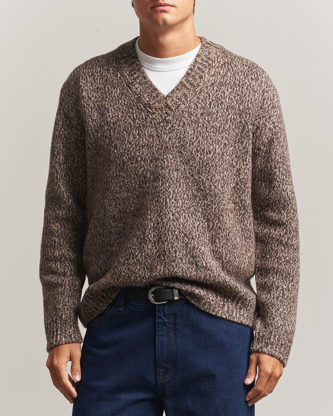 Herren | Pullover | NN07 | Flint Wool Knitted V-Neck Deep Truffle