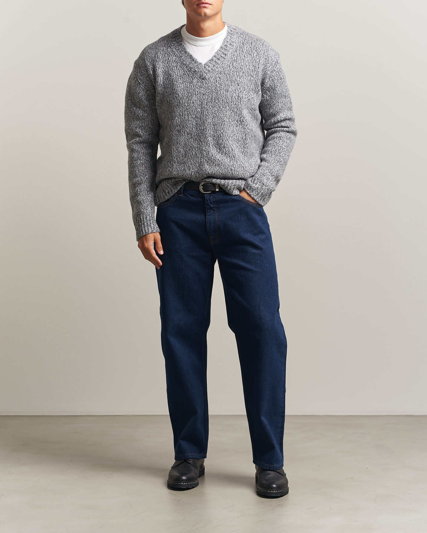 Herren | Pullover | NN07 | Flint Wool Knitted V-Neck Grey Melange