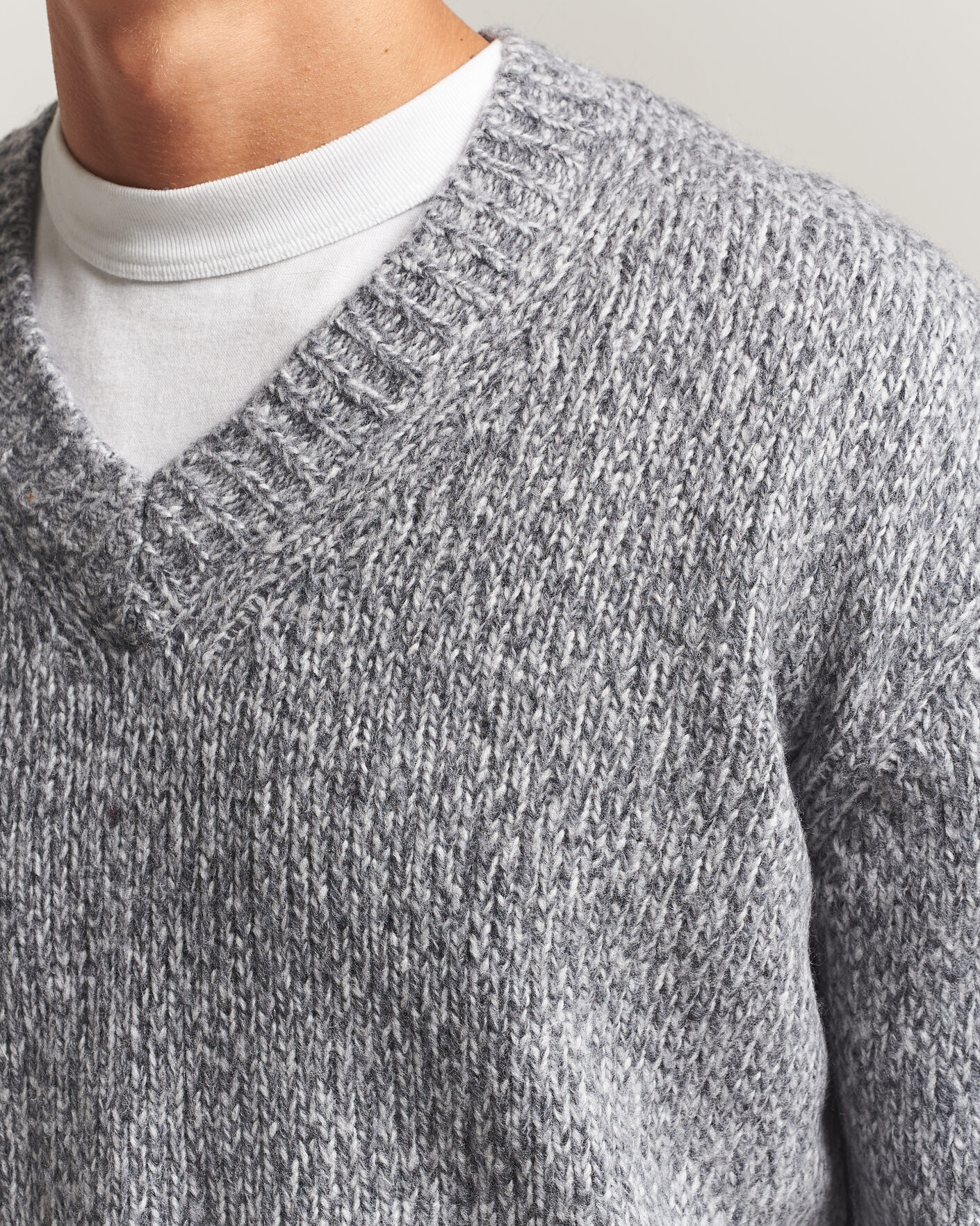 Herren | Pullover | NN07 | Flint Wool Knitted V-Neck Grey Melange