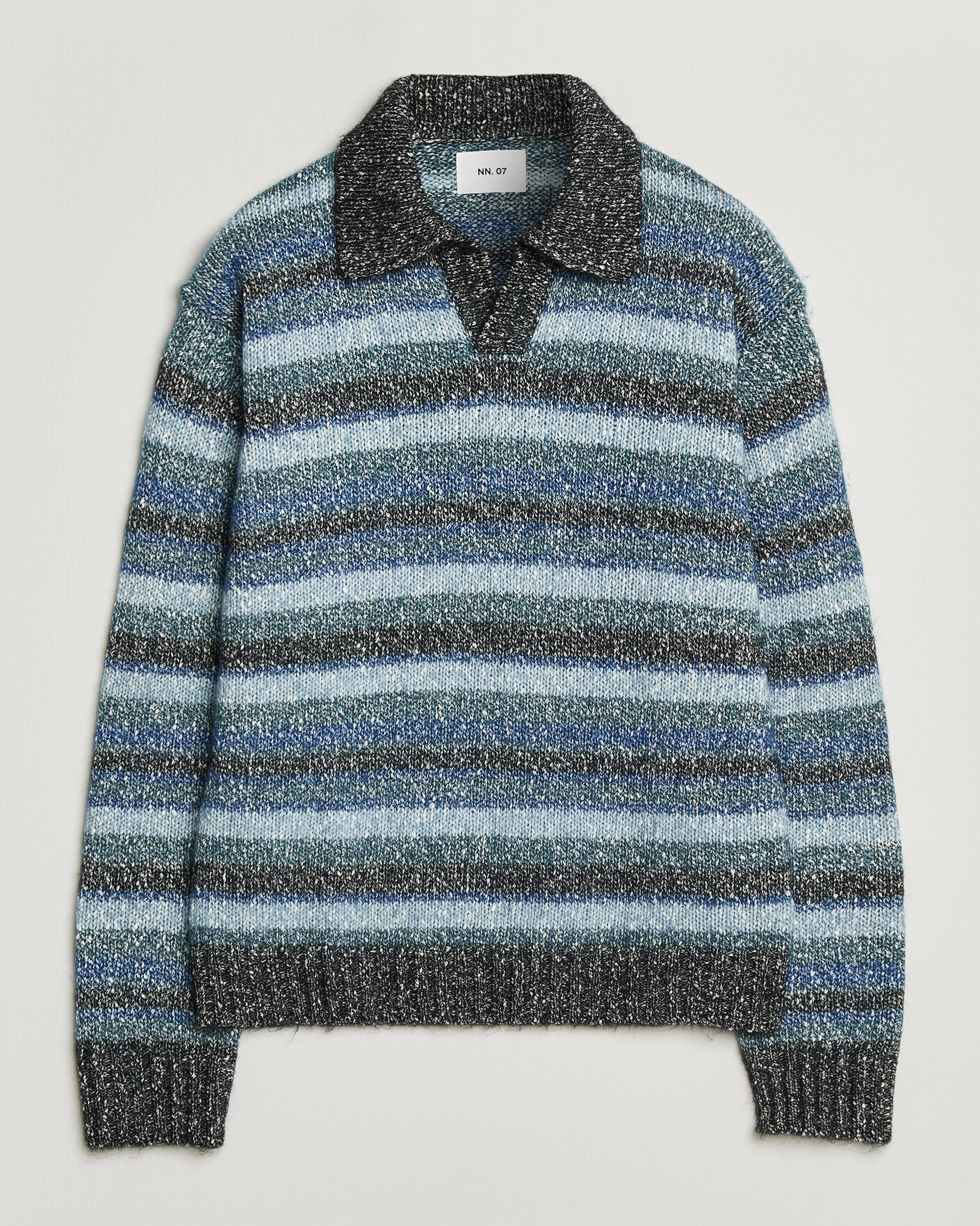 Herren | Pullover | NN07 | Erling Striped Knitted Polo Navy Multi