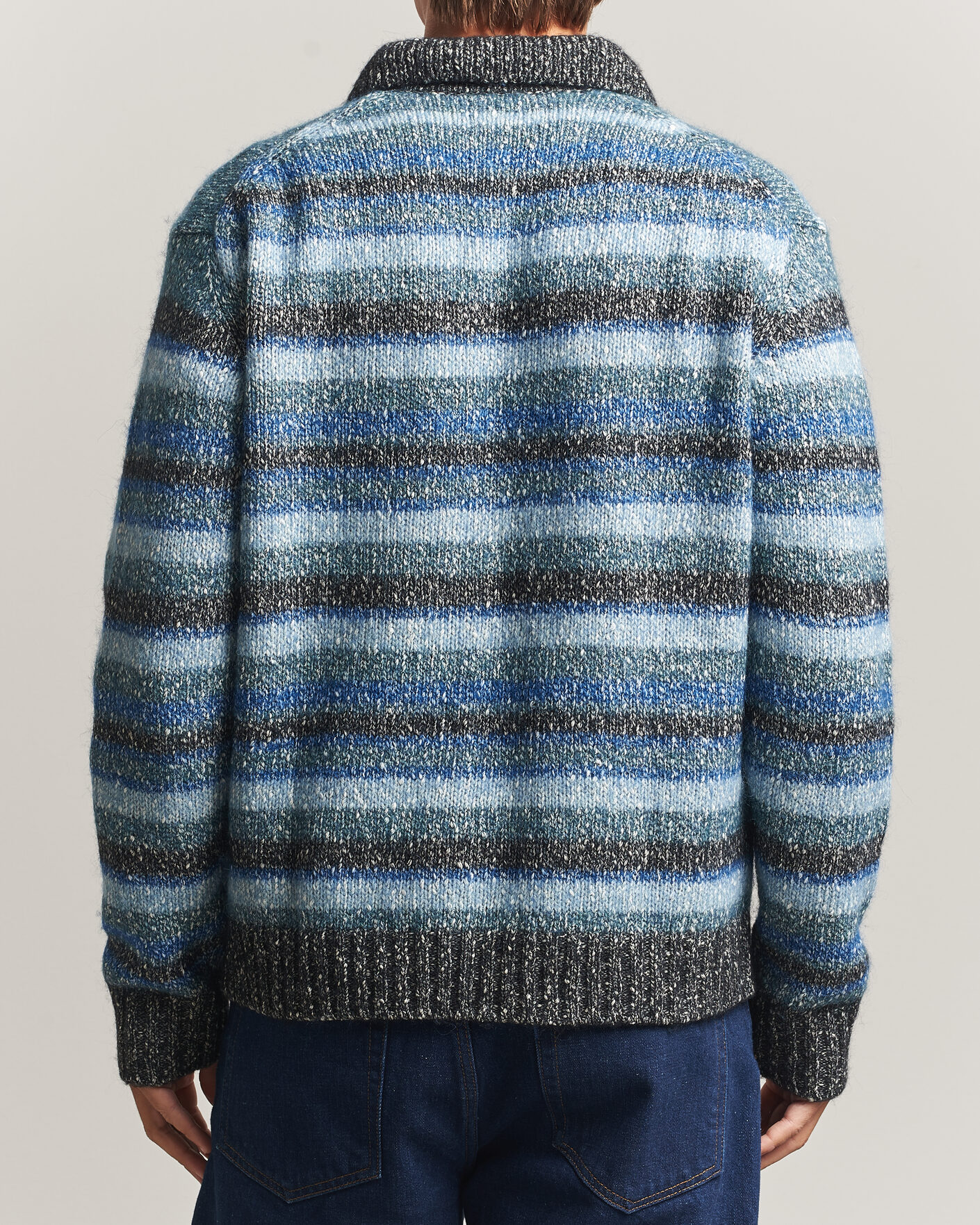 Herren | Pullover | NN07 | Erling Striped Knitted Polo Navy Multi