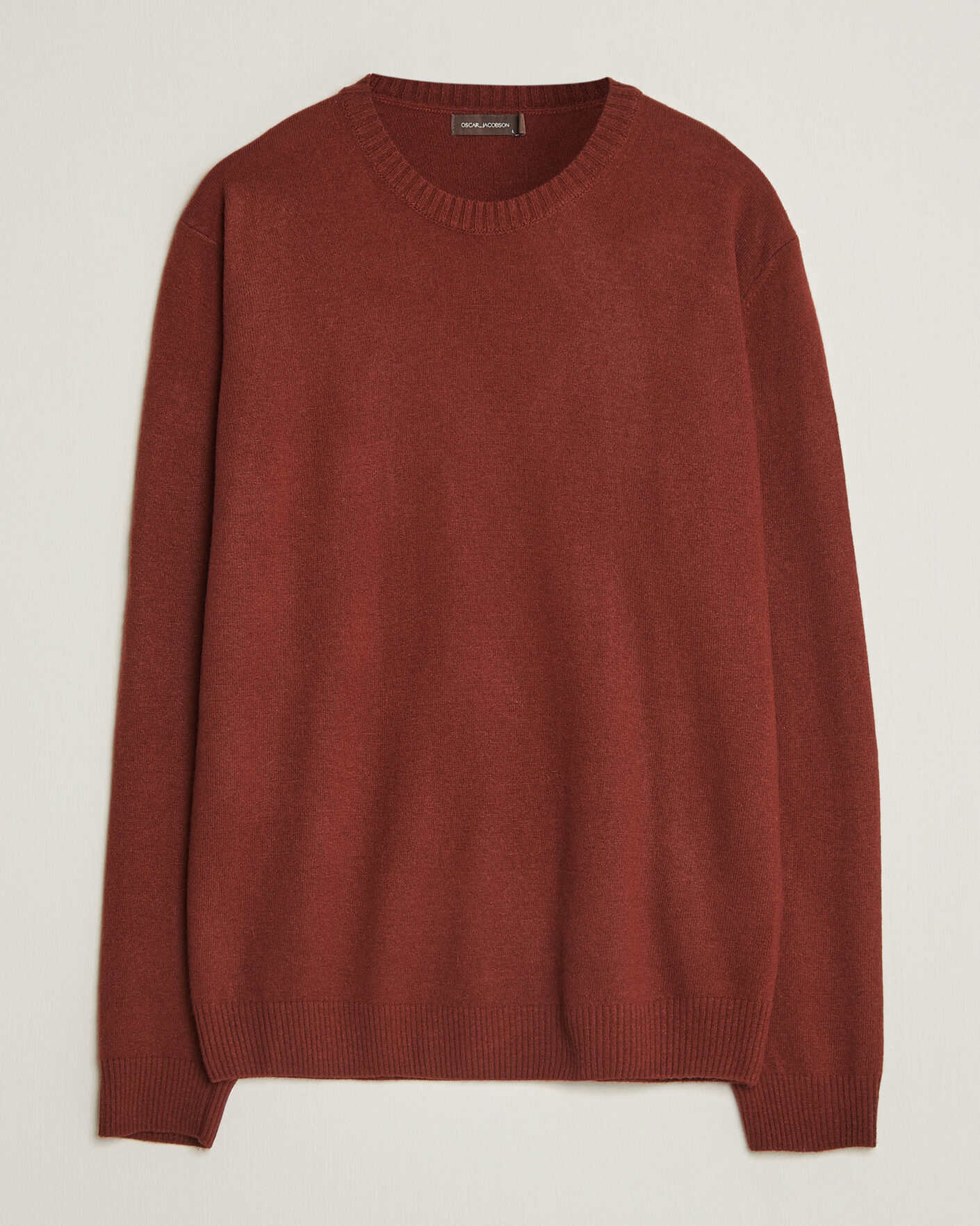 Herren | Pullover | Oscar Jacobson | Valter Wool/Cashmere Round Neck Orange Rust