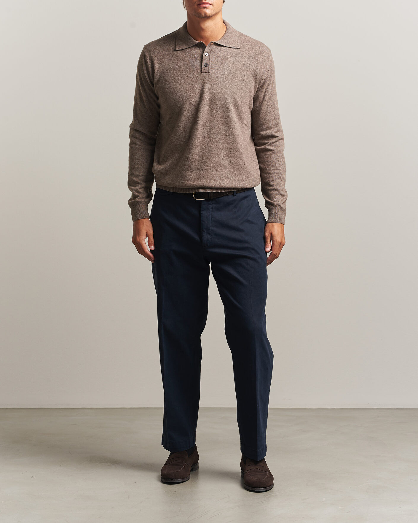 Herren | Pullover | Oscar Jacobson | Pepe Wool/Cashmere Polo Light Brown