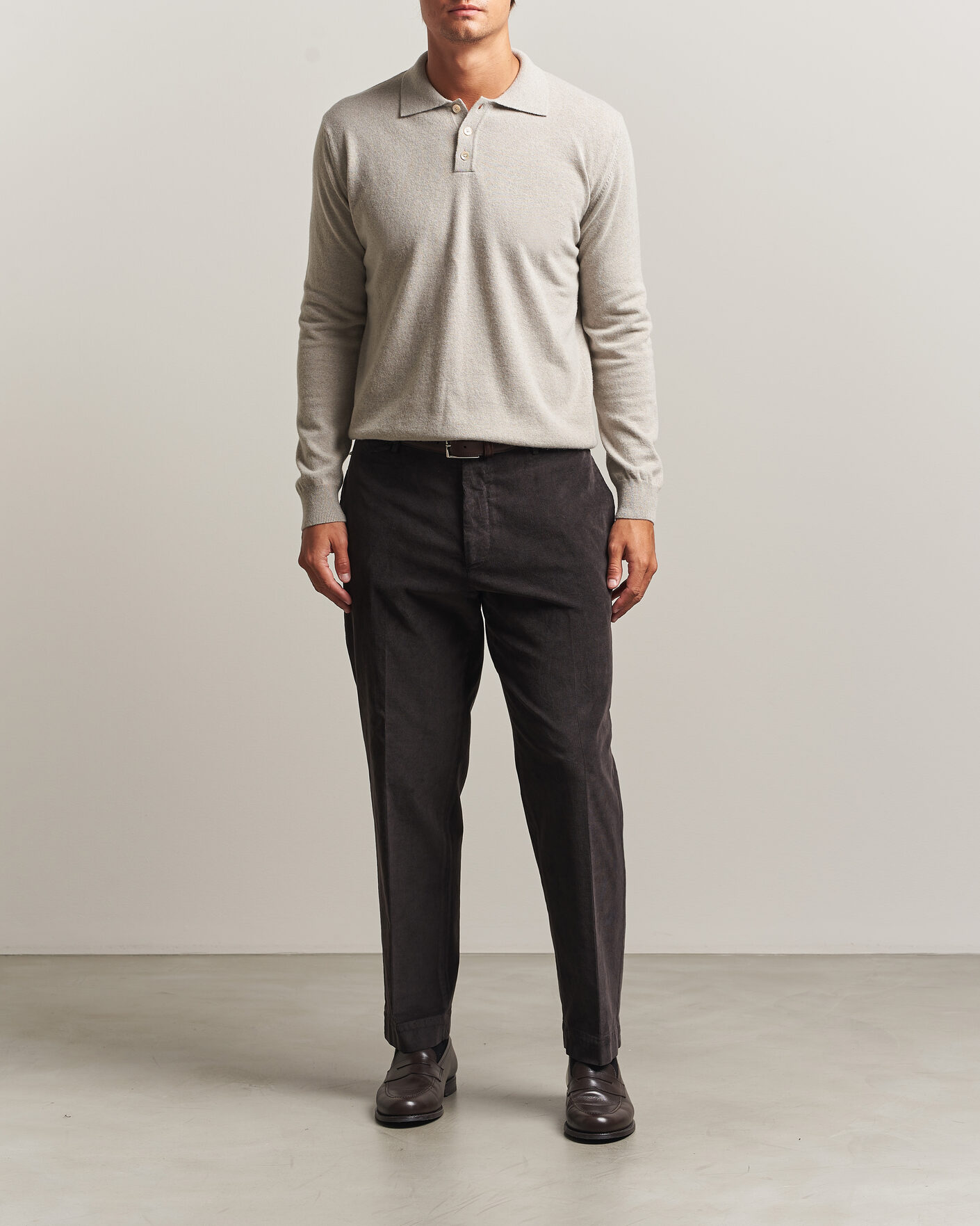 Herren | Pullover | Oscar Jacobson | Pepe Wool/Cashmere Polo Light Beige
