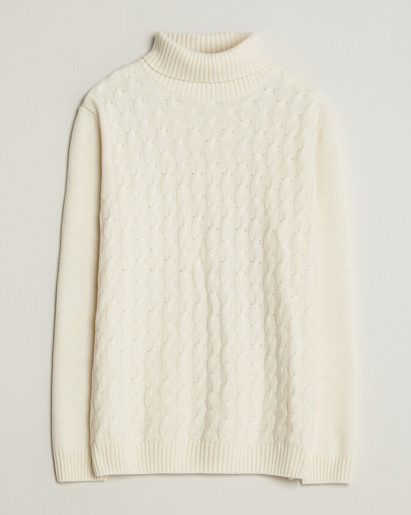 Herren | Pullover | Oscar Jacobson | Seppo Cable Knitted Rollneck White