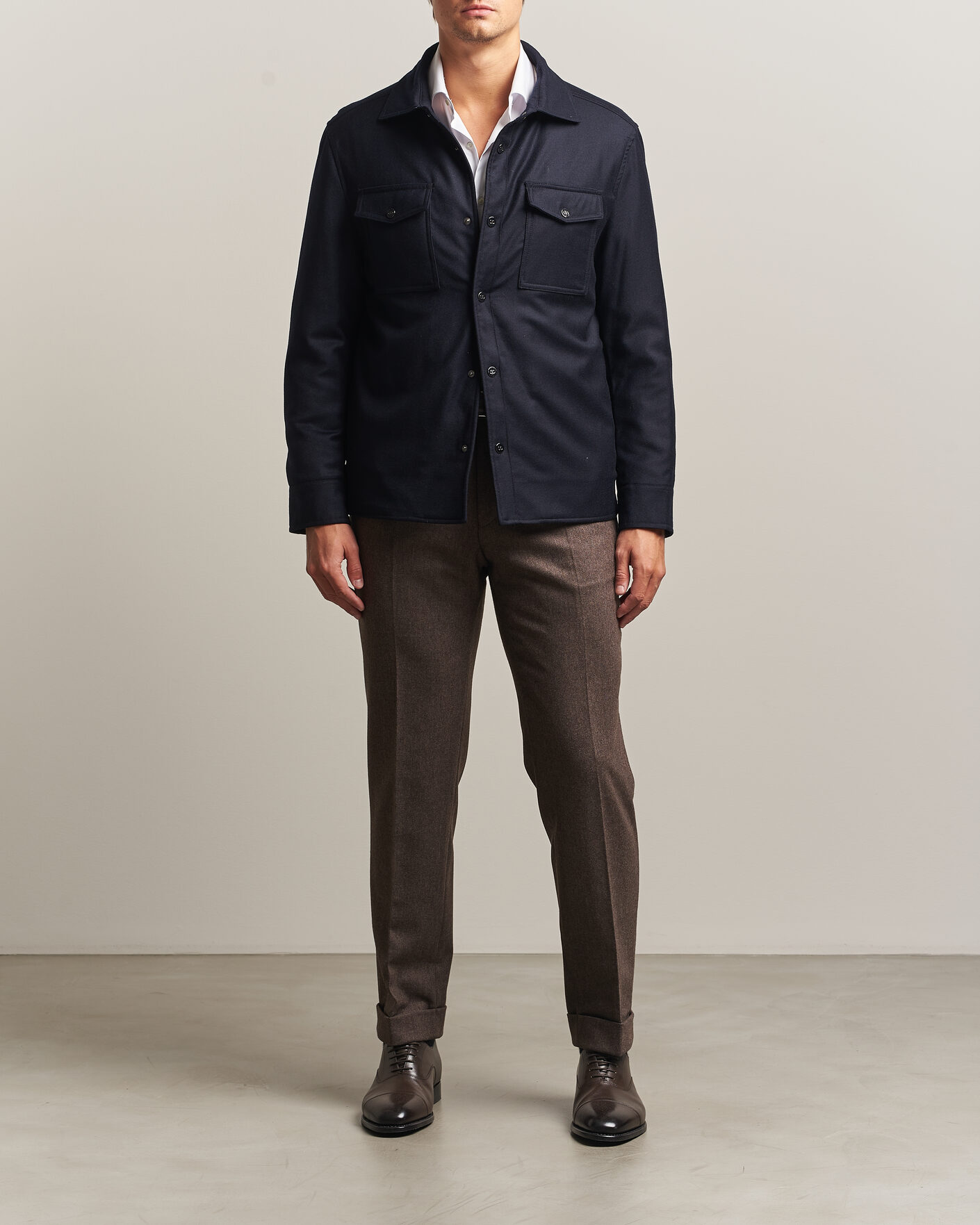 Herren | Jacken | Oscar Jacobson | Nylon/Wool Padded Shirt Jacket Navy