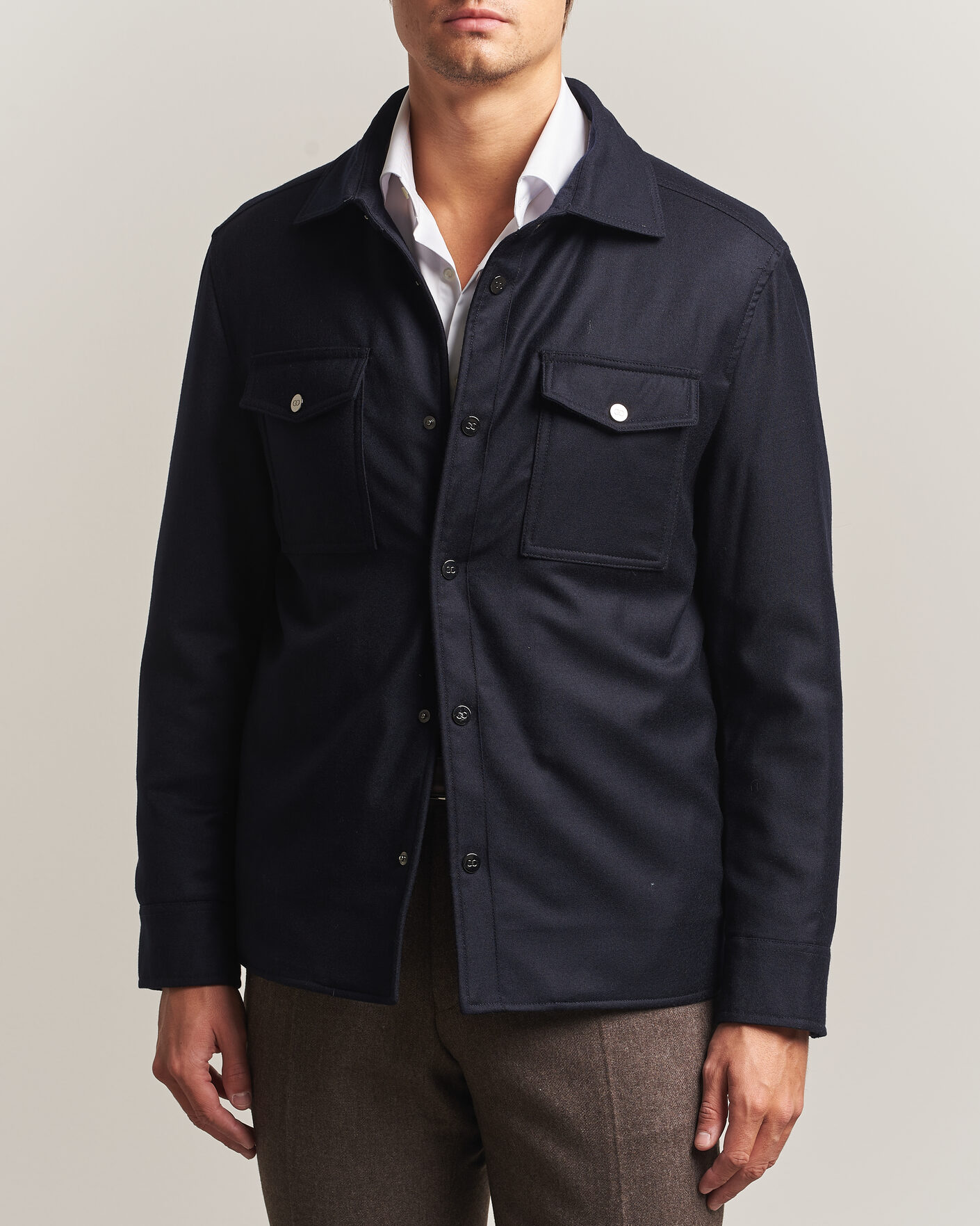 Herren | Jacken | Oscar Jacobson | Nylon/Wool Padded Shirt Jacket Navy