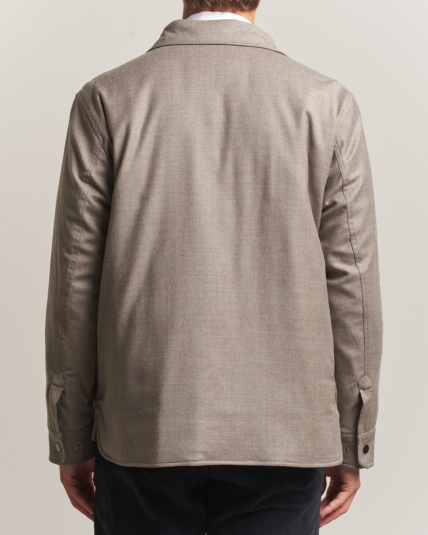 Herren | Jacken | Oscar Jacobson | Nylon/Wool Padded Shirt Jacket Taupe