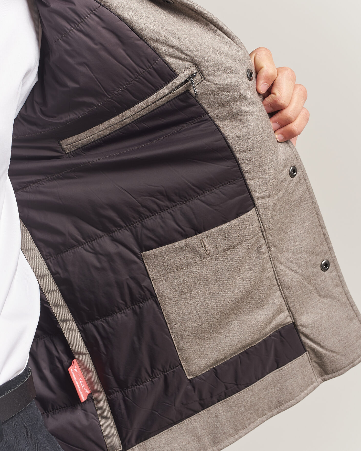 Herren | Jacken | Oscar Jacobson | Nylon/Wool Padded Shirt Jacket Taupe