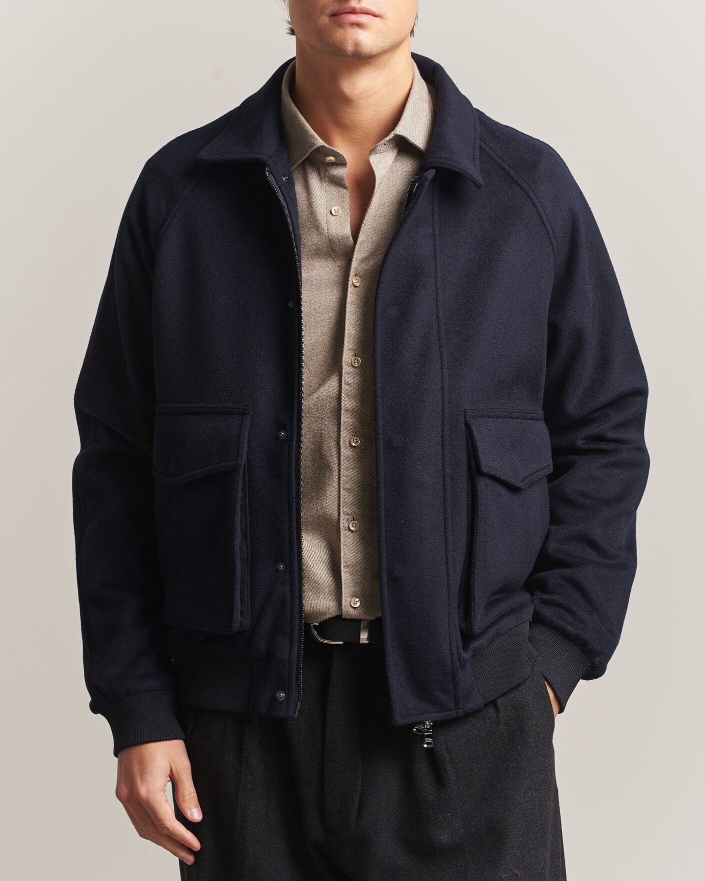 Herren | Jacken | Oscar Jacobson | Aviator Wool Jacket Navy