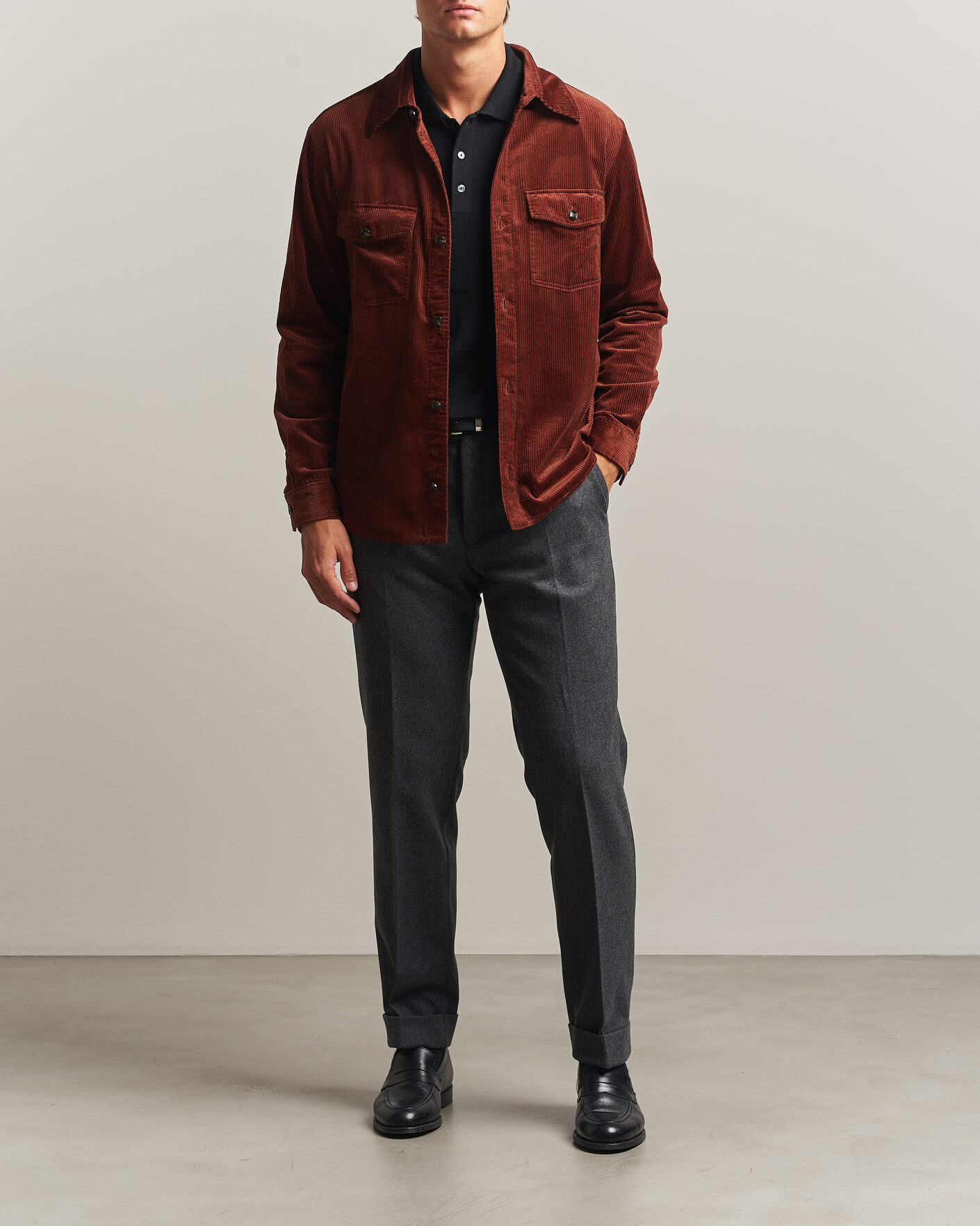 Herren | Hemden | Oscar Jacobson | Magnus Cord Shirt Jacket Burgundy