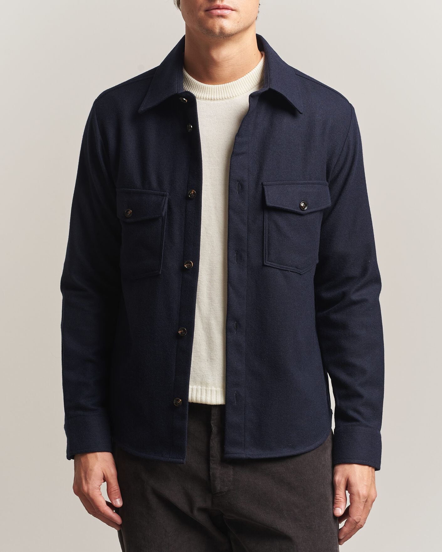Herren | Hemden | Oscar Jacobson | Magnus Wool Shirt Jacket Navy
