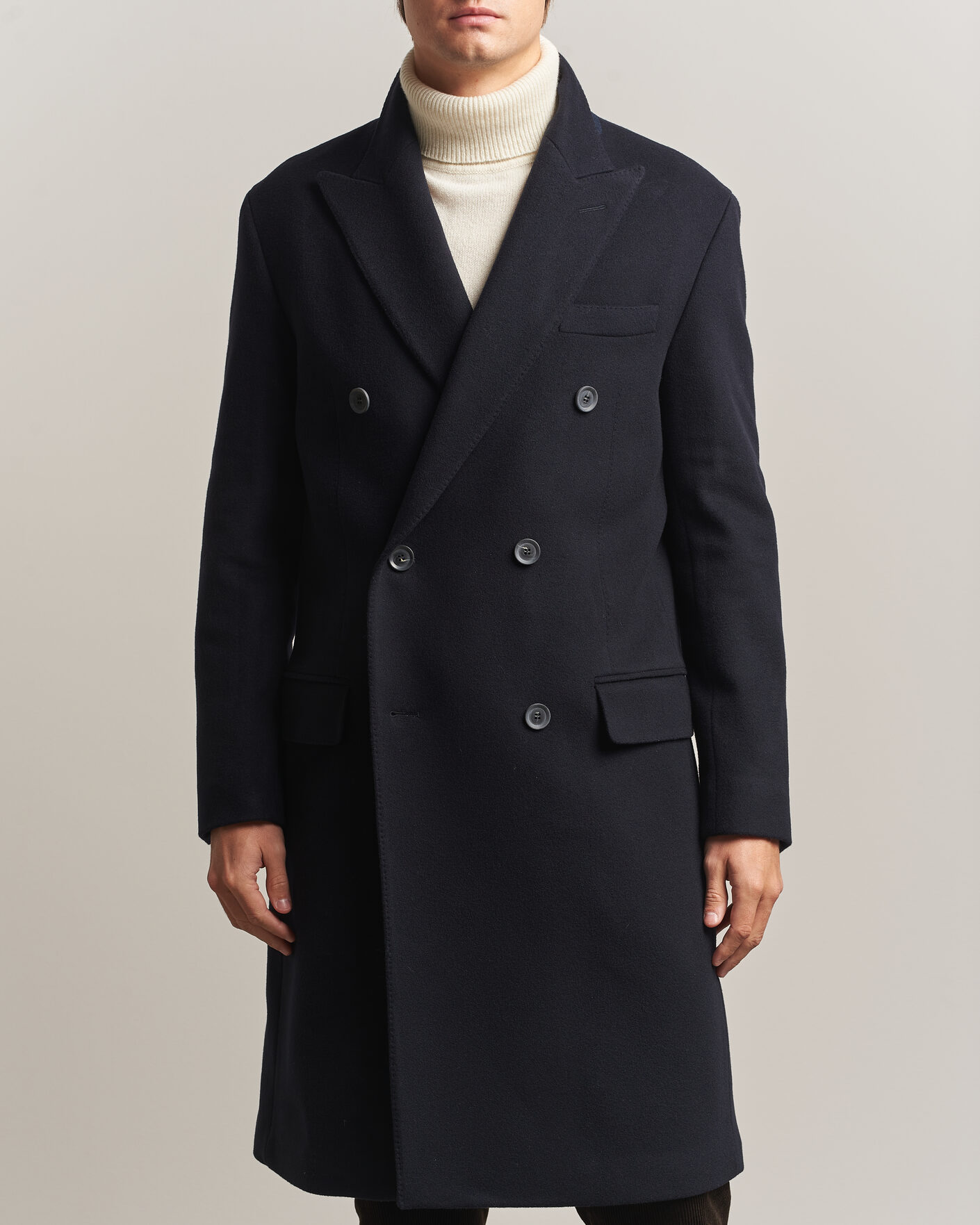 Herren | Jacken | Oscar Jacobson | Sicily Double Breasted Wool Coat Navy