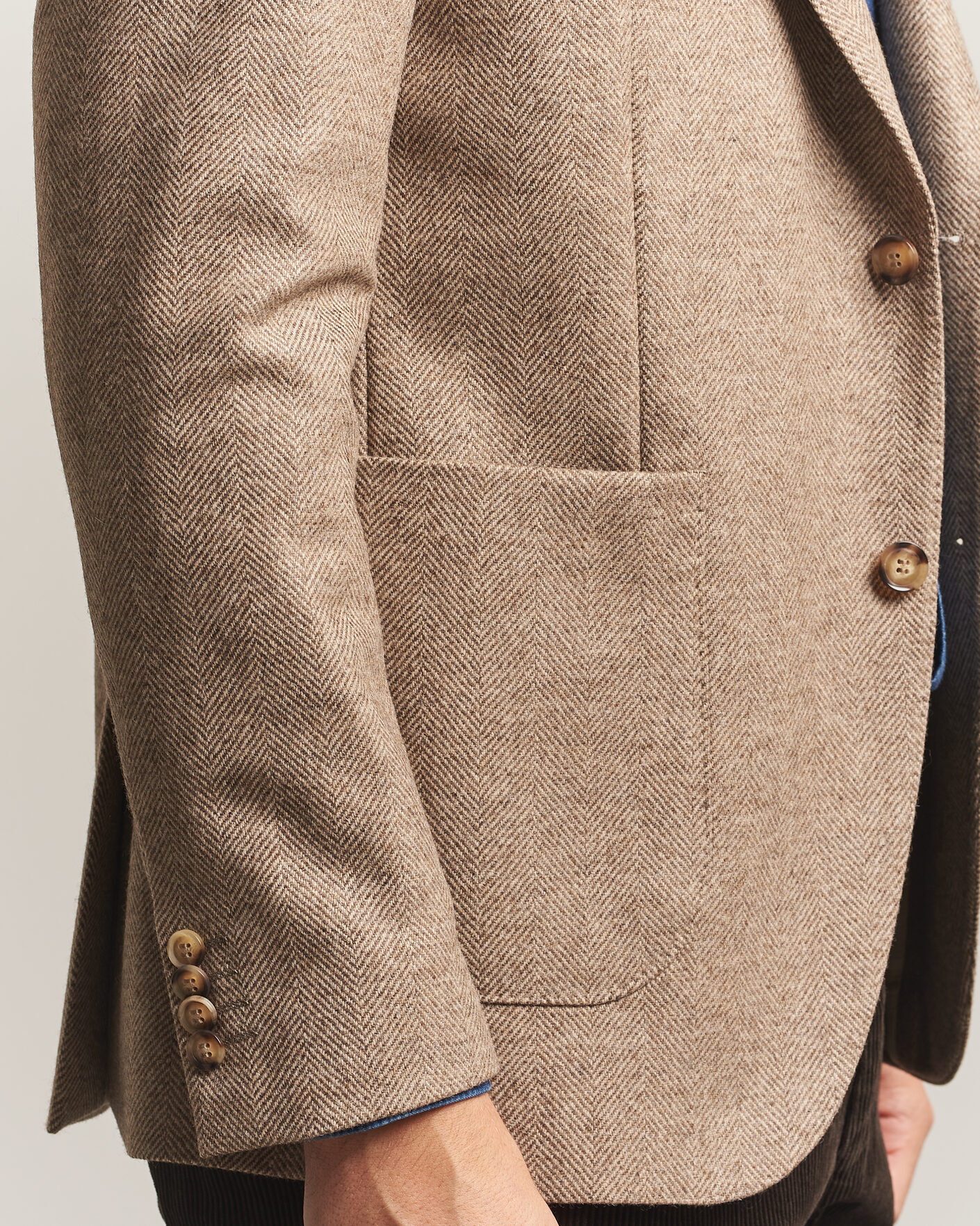 Herren | Sakkos | Oscar Jacobson | Fogerty Herringbone Wool Blazer Beige