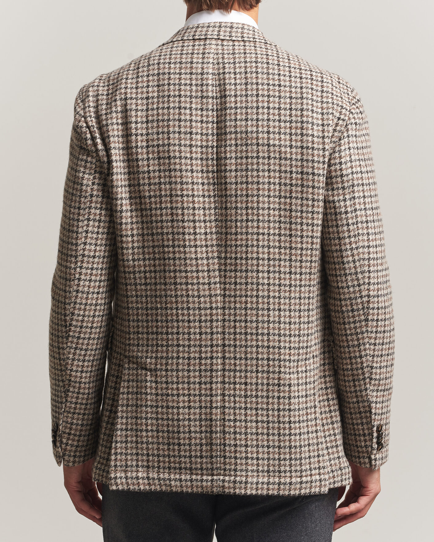 Herren | Sakkos | Oscar Jacobson | Fridolf Wool Houndstooth Patch Blazer Brown