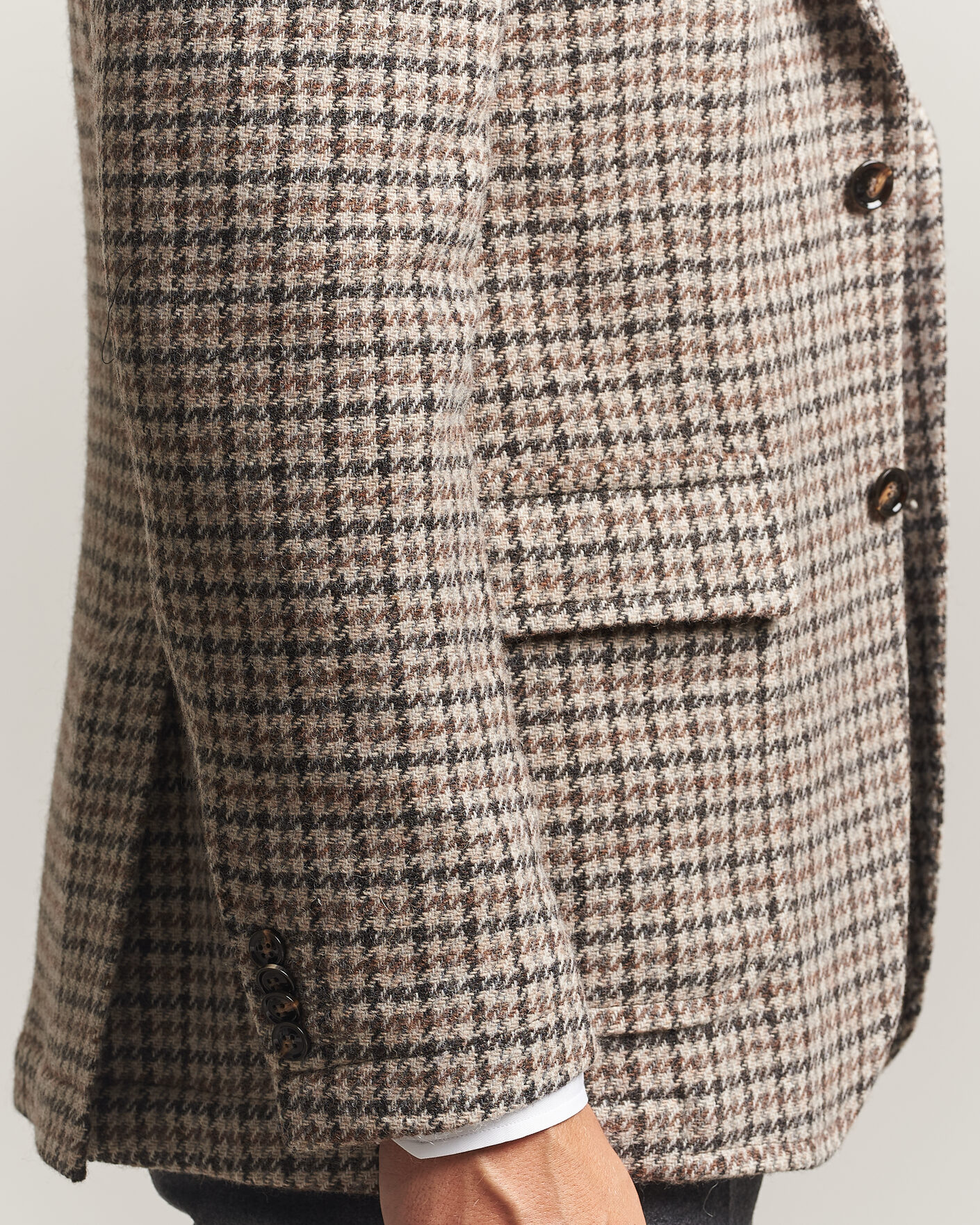 Herren | Sakkos | Oscar Jacobson | Fridolf Wool Houndstooth Patch Blazer Brown