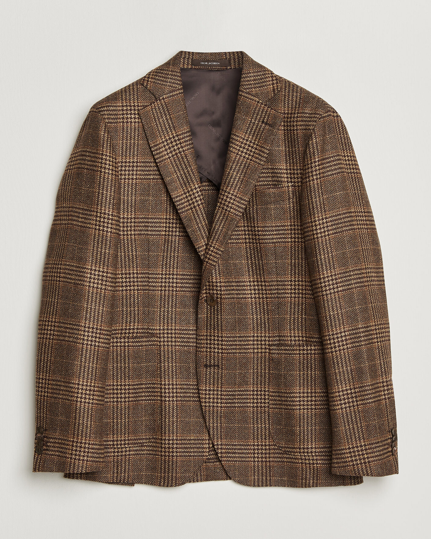 Herren | Sakkos | Oscar Jacobson | Ferry Patch Checked Wool/Cashmere Blazer Brown