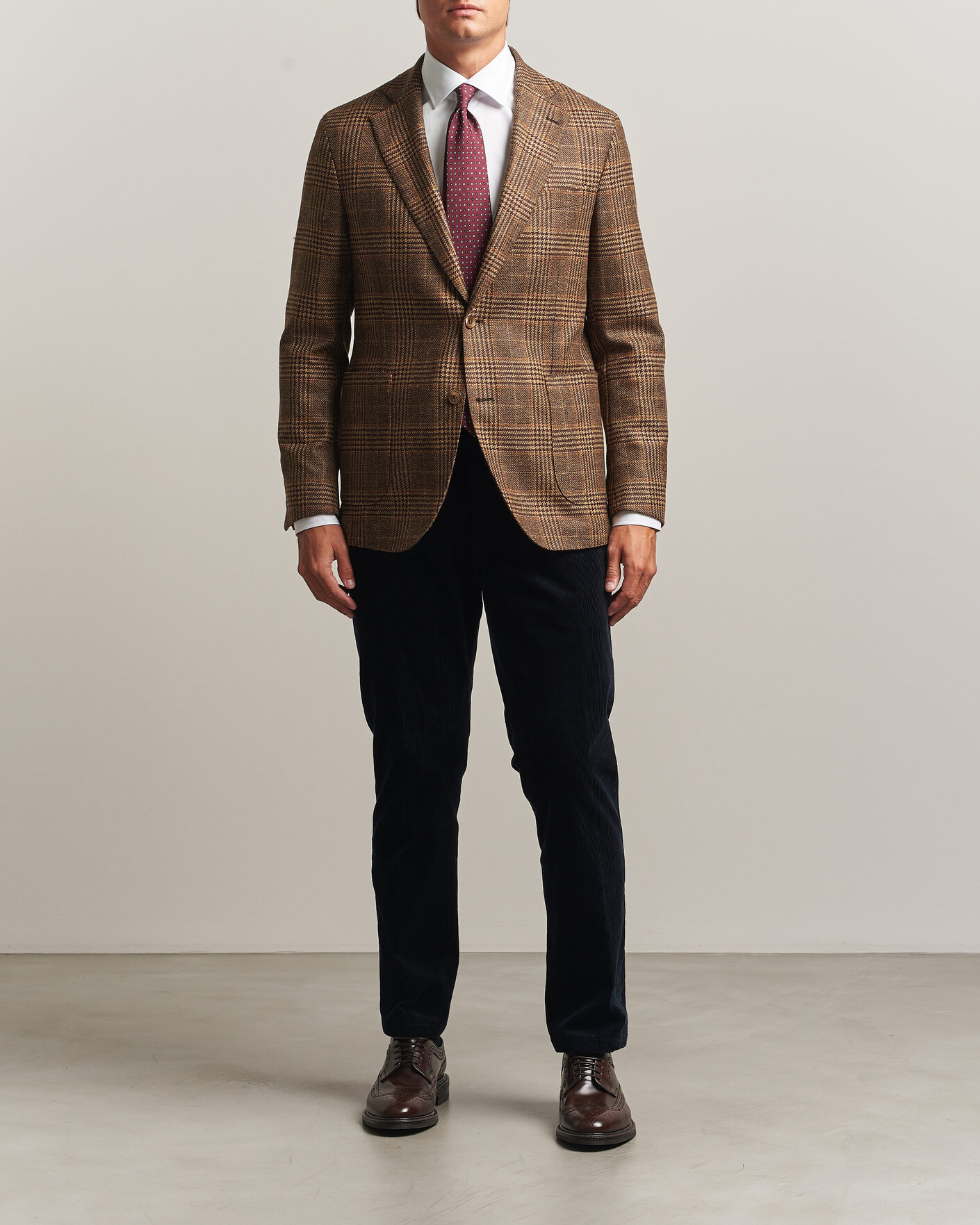 Herren | Sakkos | Oscar Jacobson | Ferry Patch Checked Wool/Cashmere Blazer Brown