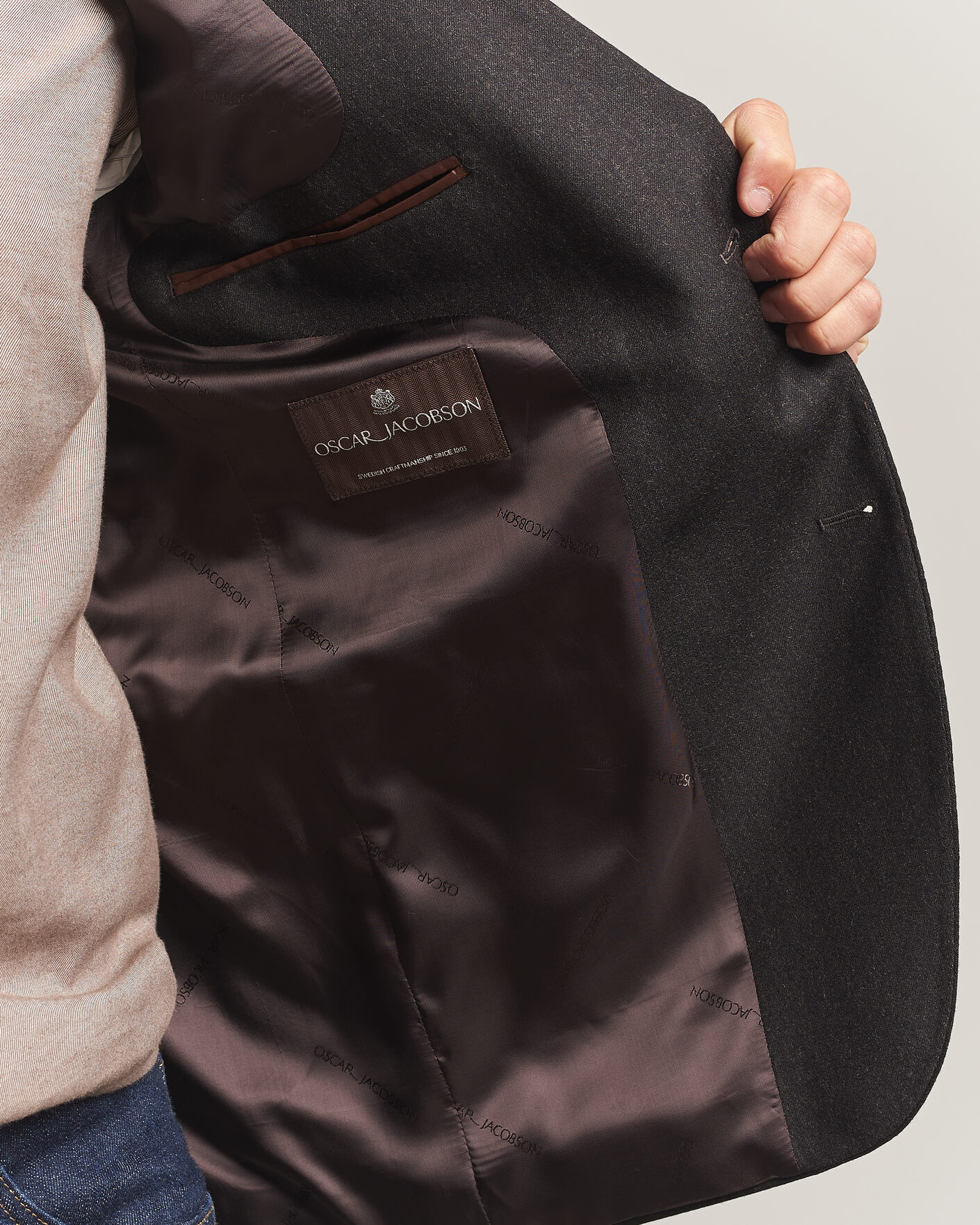 Herren | Sakkos | Oscar Jacobson | Fogerty Wool Flannel Blazer Brown
