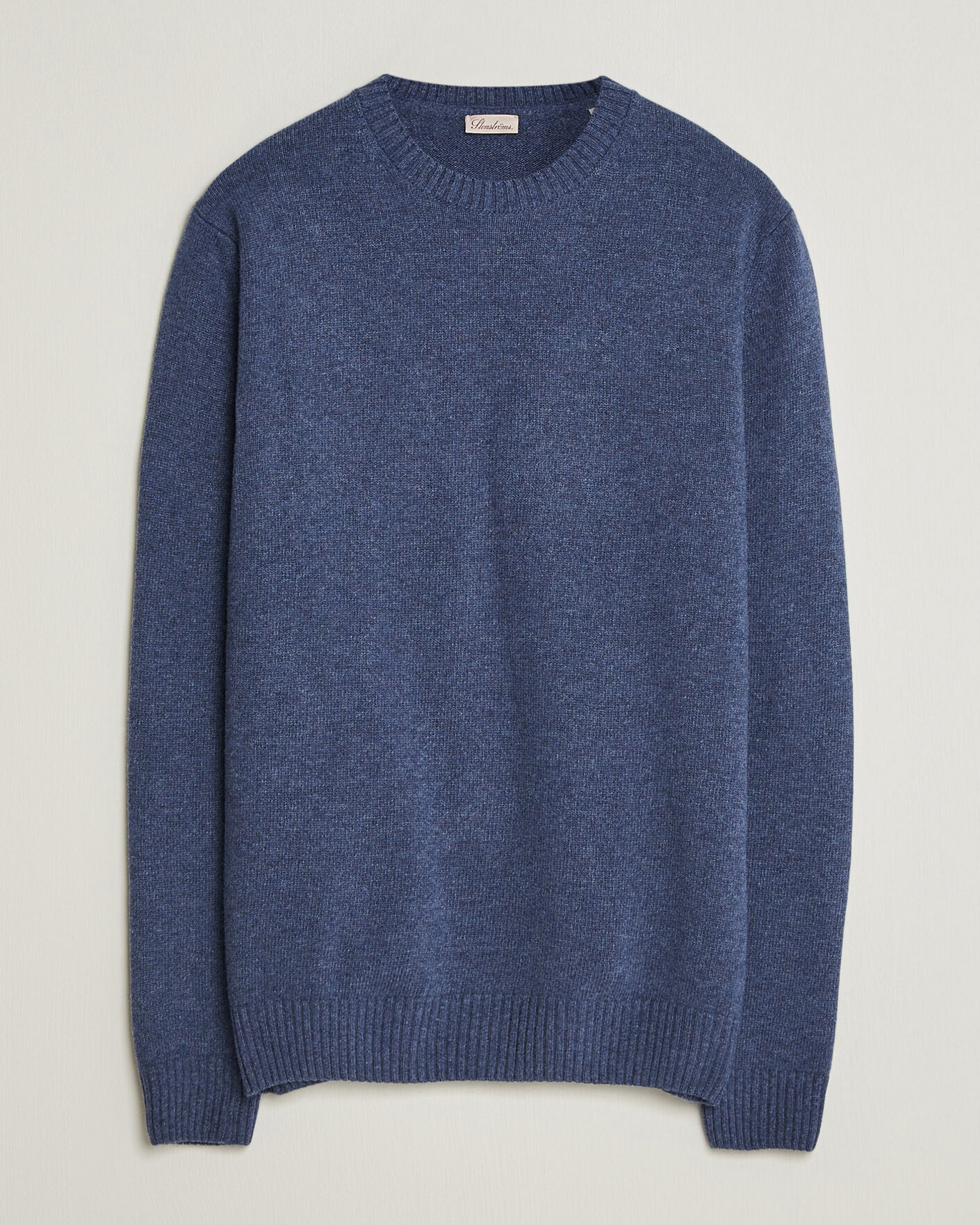 Herren | Pullover | Stenströms | Brushed Merino Crew Neck Blue